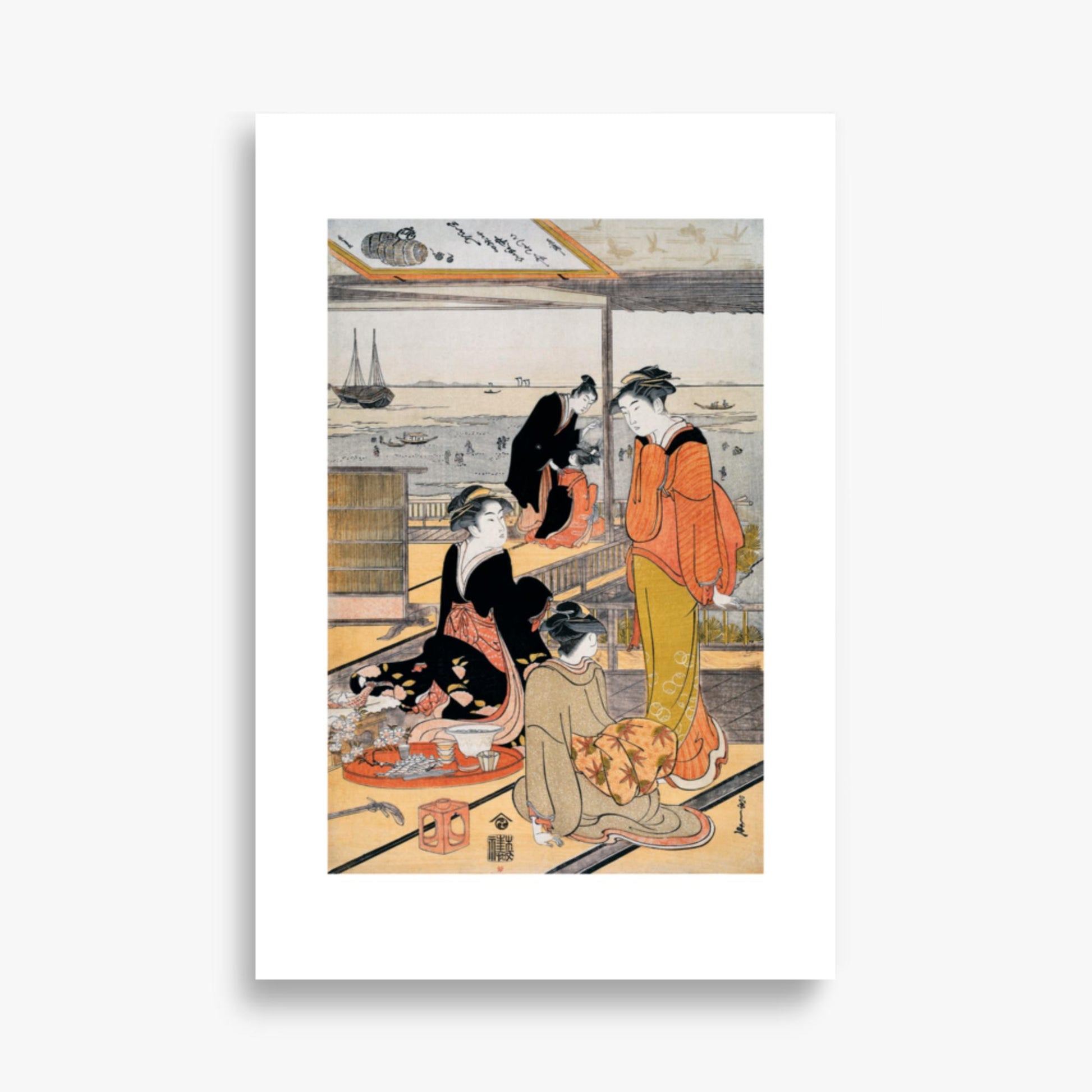 Eishi Chobunsai: Teahouse at the Shinagawa Bay - 61x91 cm Poster