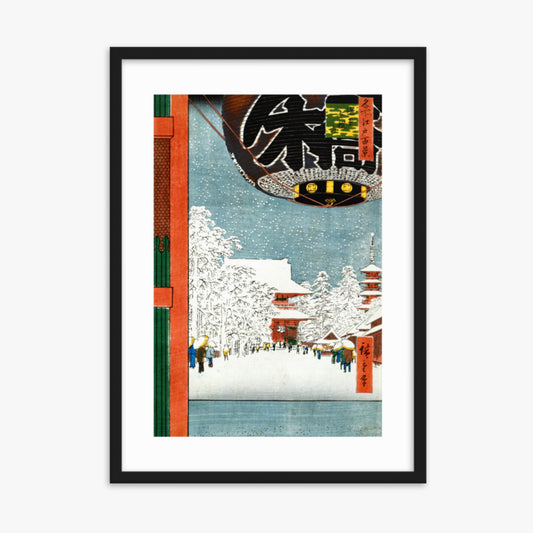 Utagawa Hiroshige: Kinryuzan Temple at Asakusa, from the series 'One Hundred Views of Famous Places in Edo' - 50x70 cm Poster With Black Frame