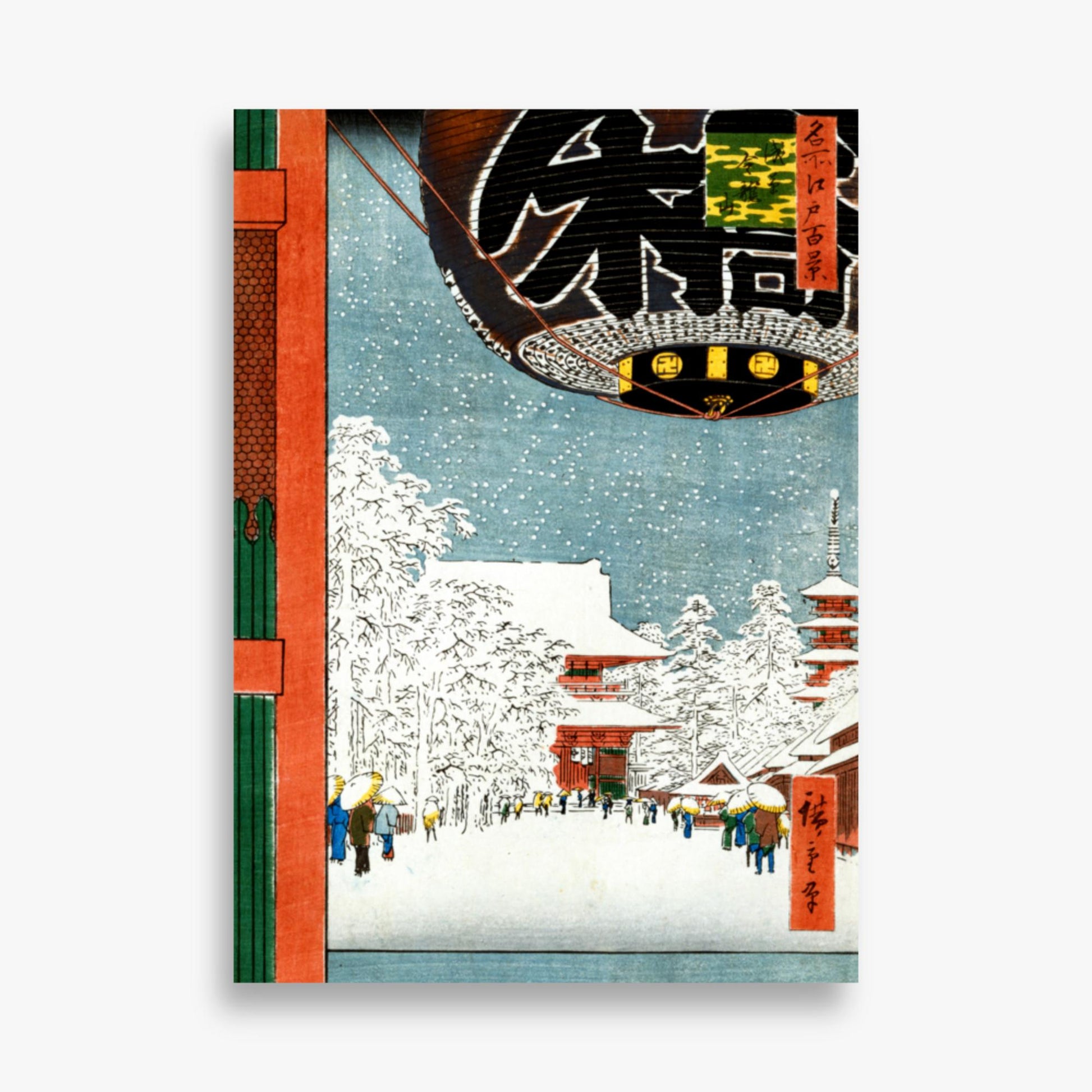 Utagawa Hiroshige: Kinryuzan Temple at Asakusa, from the series 'One Hundred Views of Famous Places in Edo' - 50x70 cm Poster