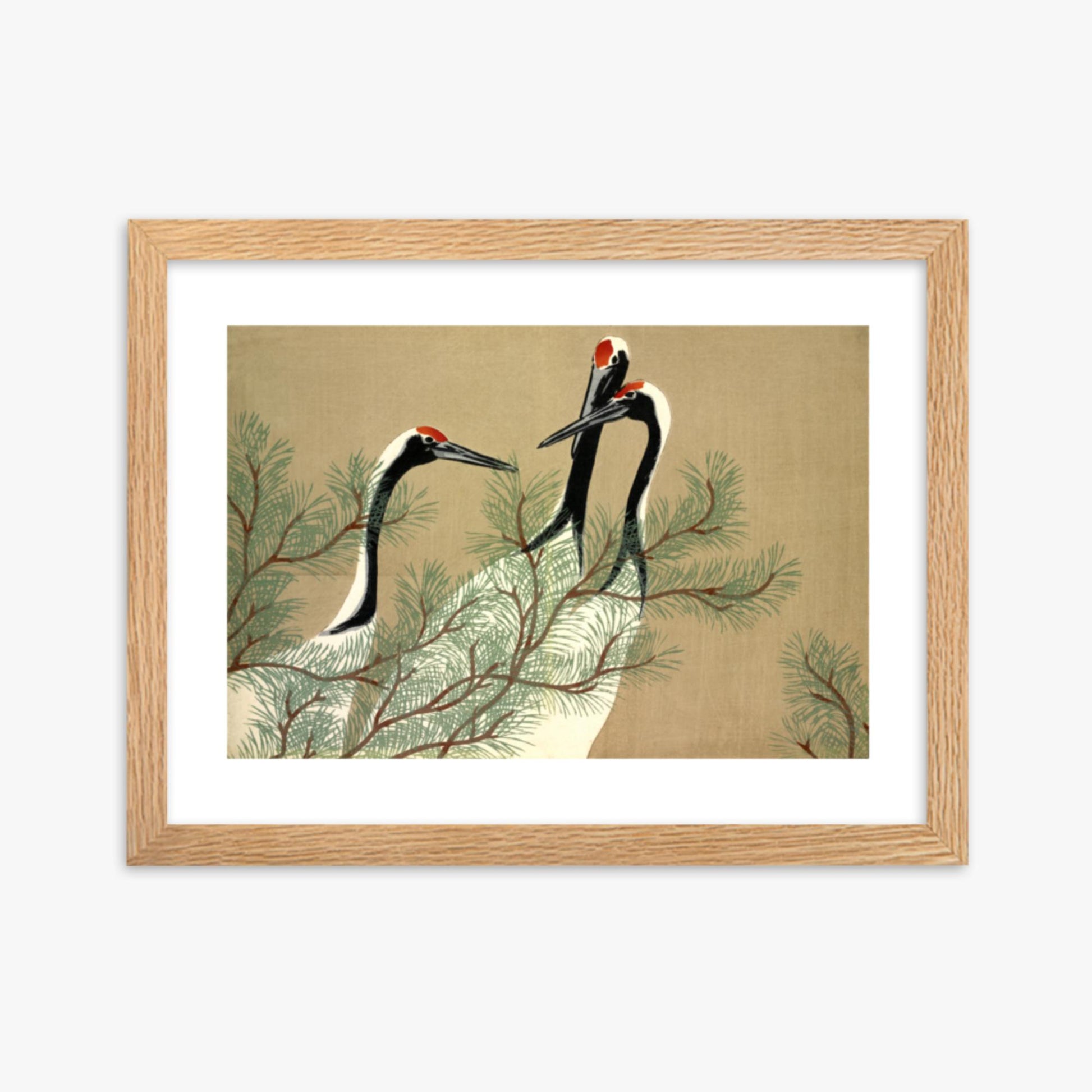 Kamisaka Sekka: Tsuru, from Momoyo-gusa - 30x40 cm Poster With Oak Frame