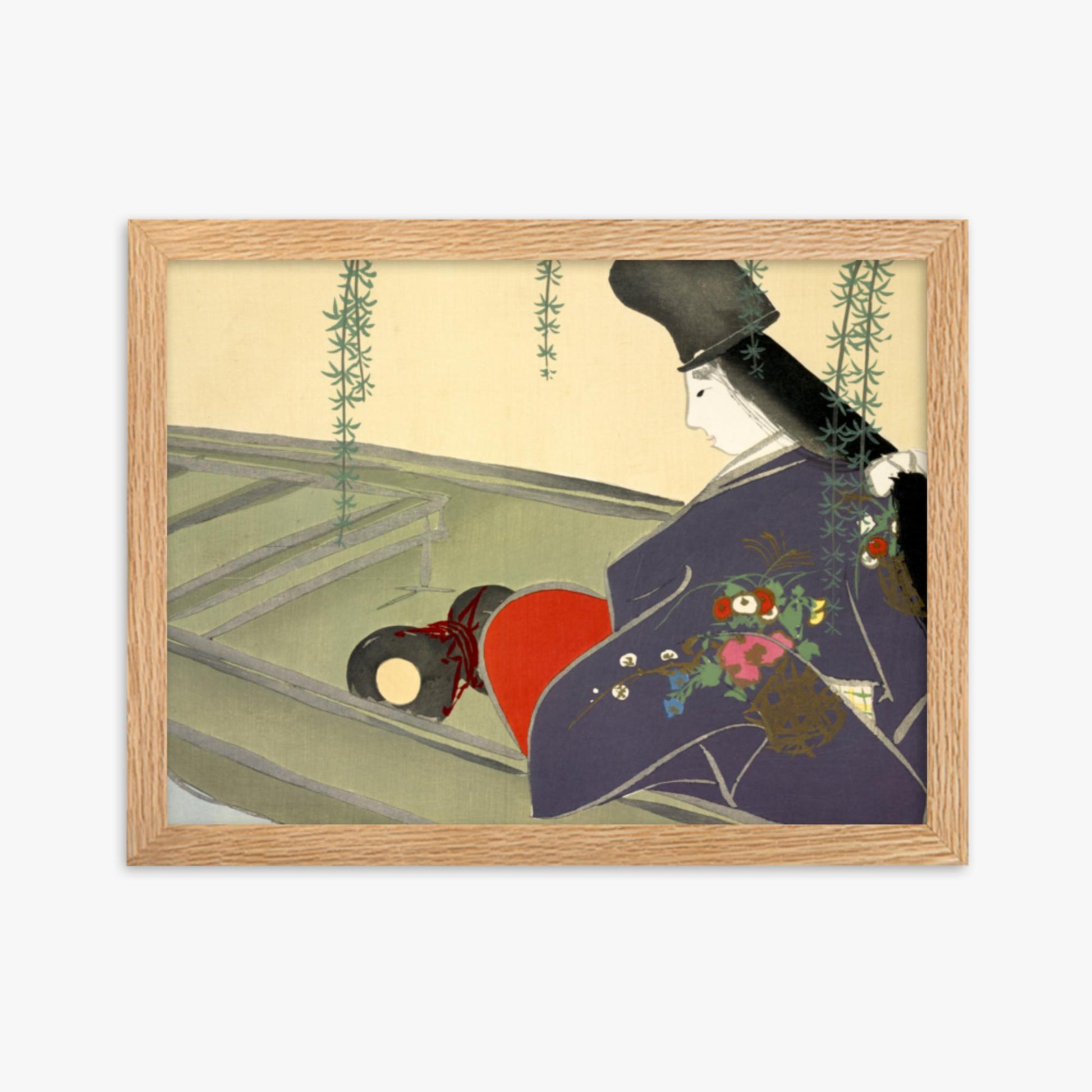 Kamisaka Sekka: Asazuma-bune, from Momoyo-gusa - 30x40 cm Poster With Oak Frame