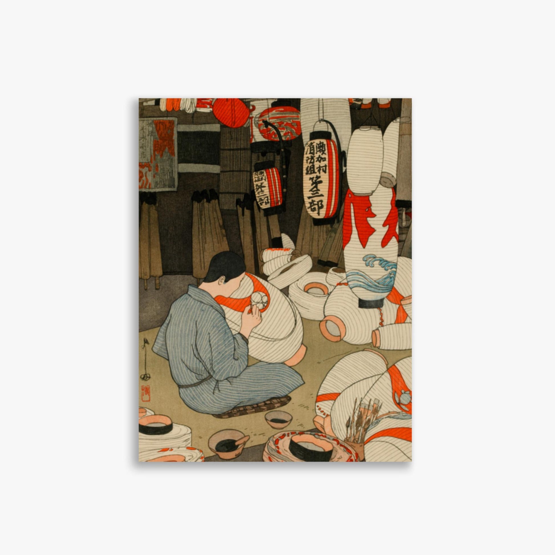 Hiroshi Yoshida: Lantern Maker - 30x40 cm Poster