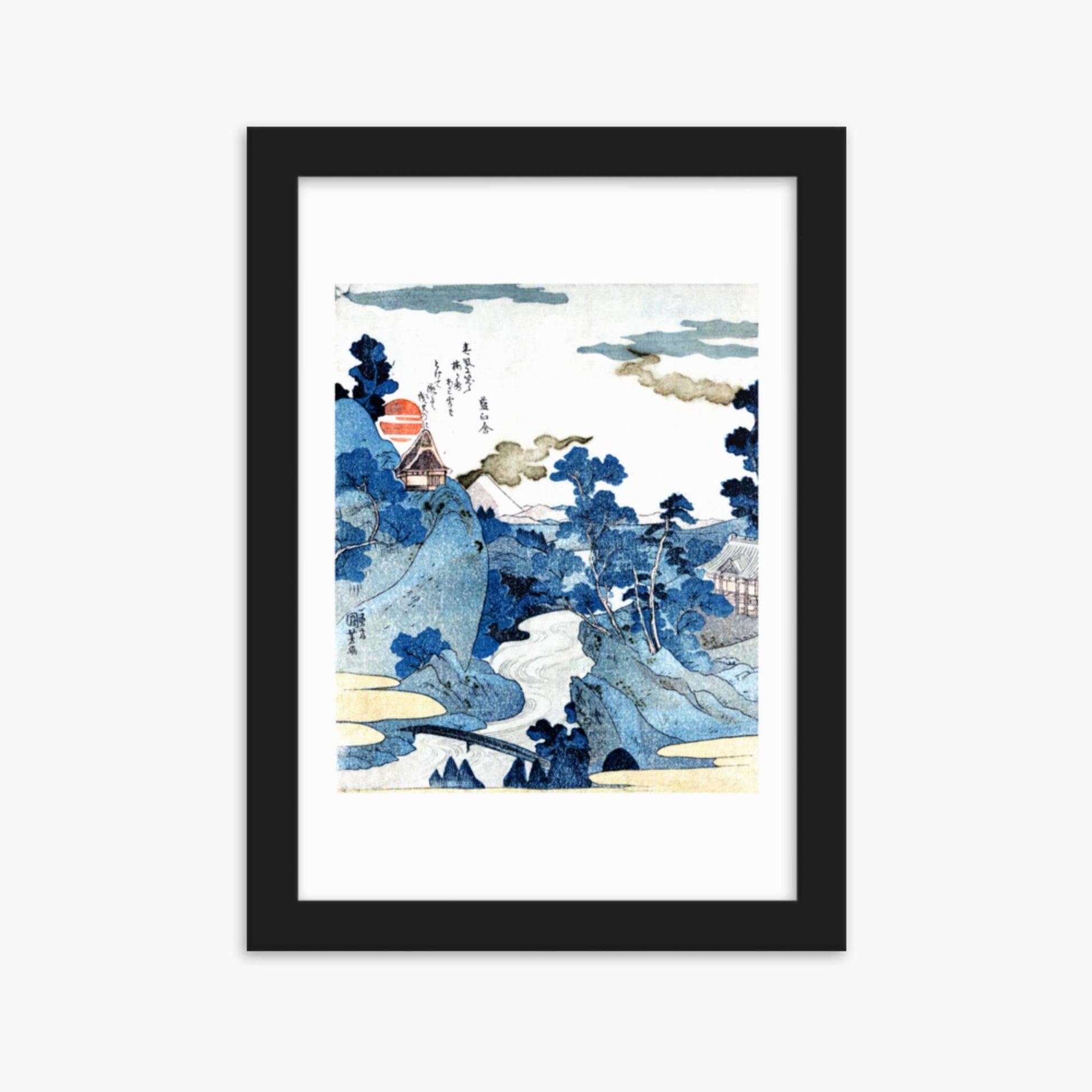 Utagawa Kuniyoshi - An evening view of Fuji 21x30 cm Poster With Black Frame
