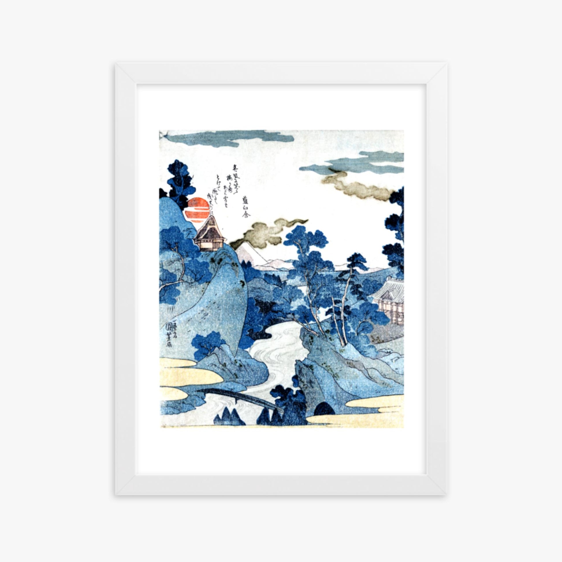 Utagawa Kuniyoshi - An evening view of Fuji 30x40 cm Poster With White Frame