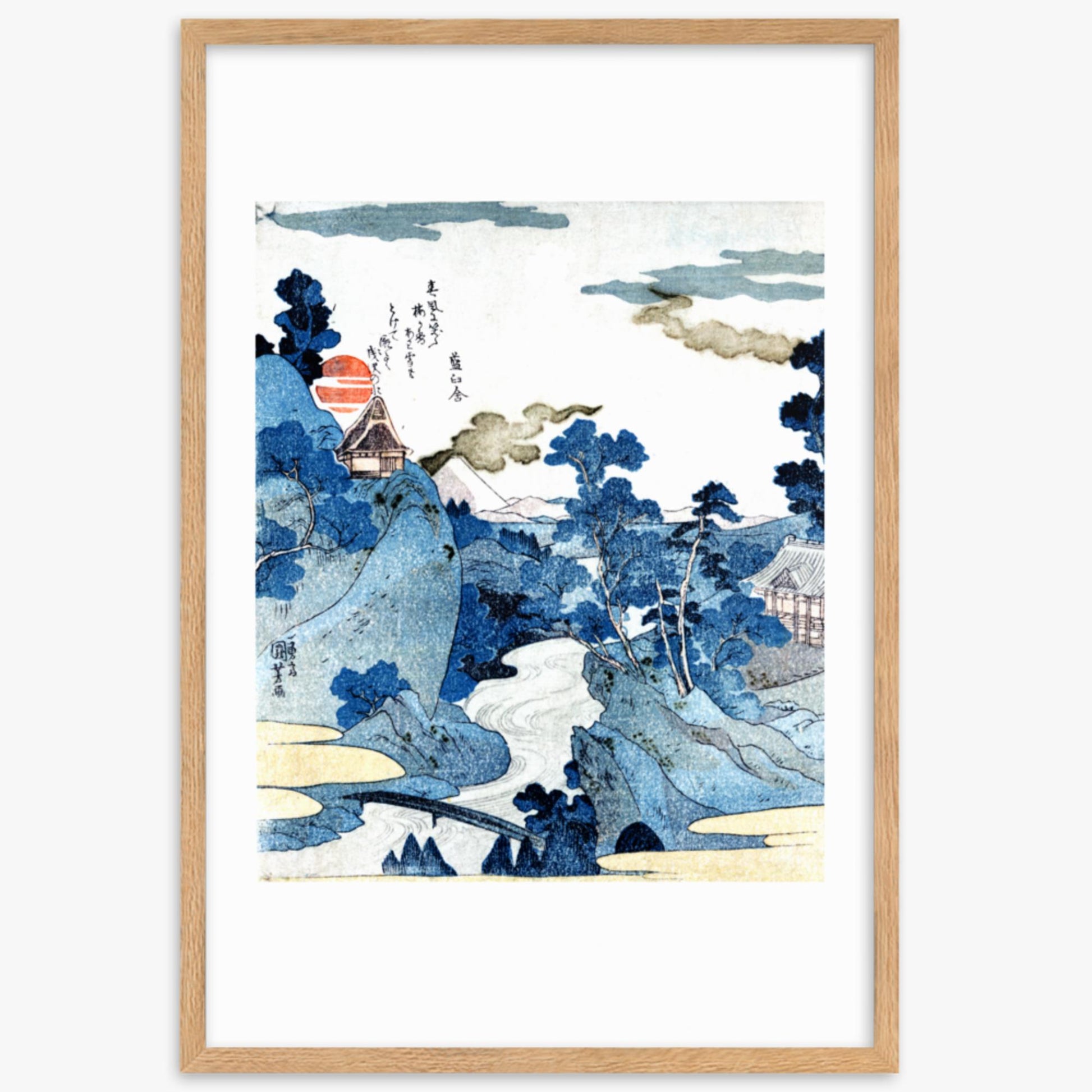 Utagawa Kuniyoshi - An evening view of Fuji 61x91 cm Poster With Oak Frame