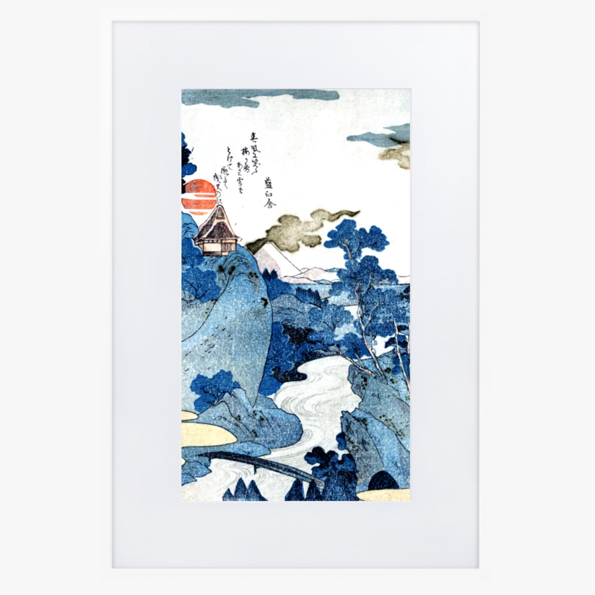Utagawa Kuniyoshi - An evening view of Fuji 61x91 cm Poster With White Frame