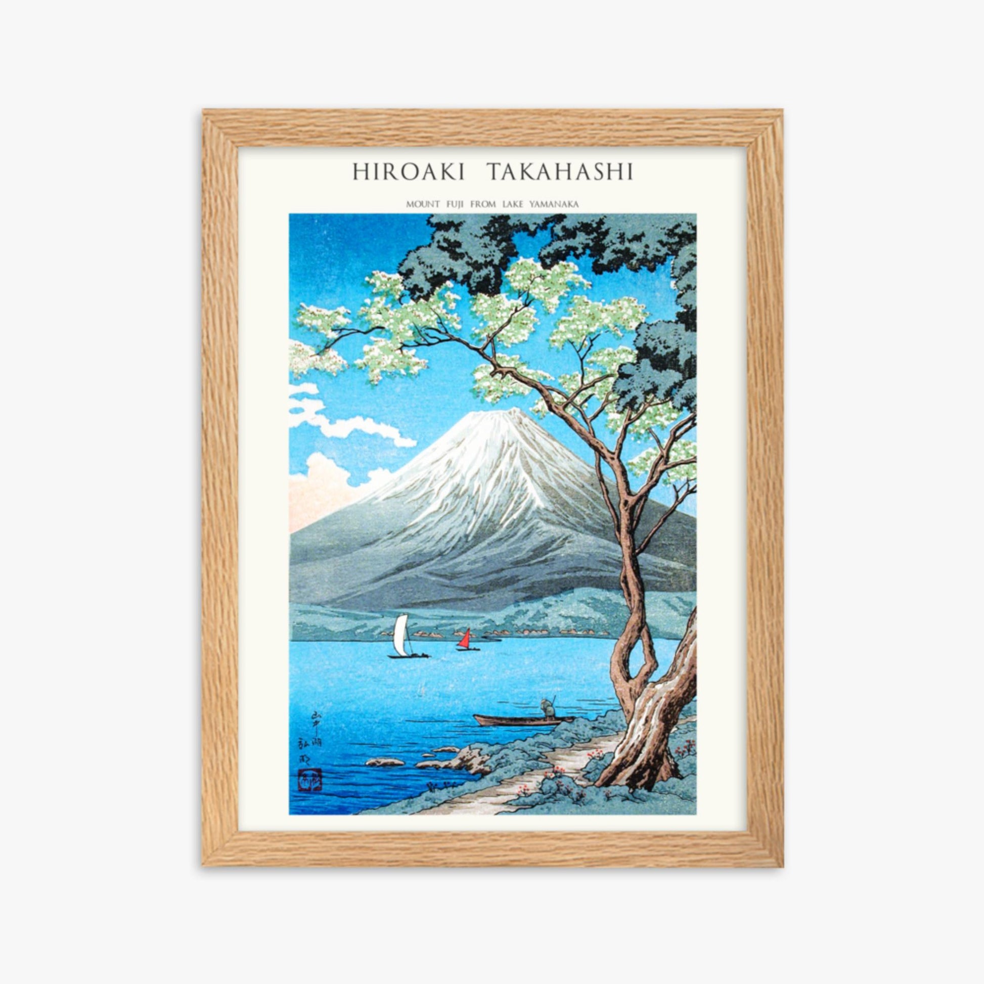 Hiroaki Takahashi - Mount Fuji from Lake Yamanaka - Decoration 30x40 cm Poster With Oak Frame