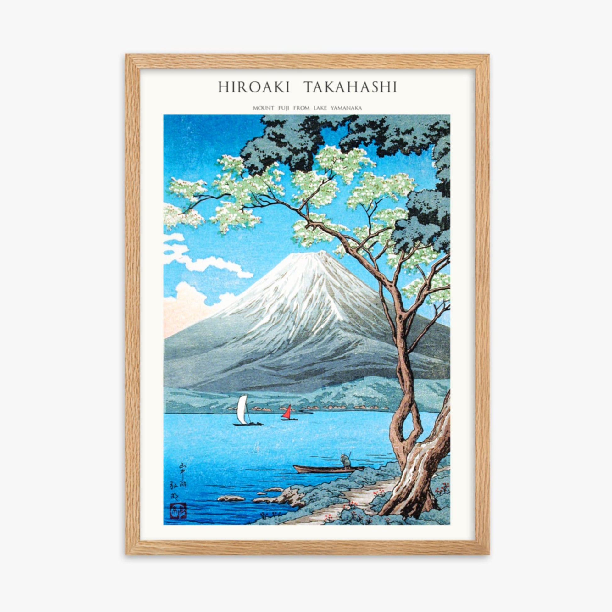 Hiroaki Takahashi - Mount Fuji from Lake Yamanaka - Decoration 50x70 cm Poster With Oak Frame