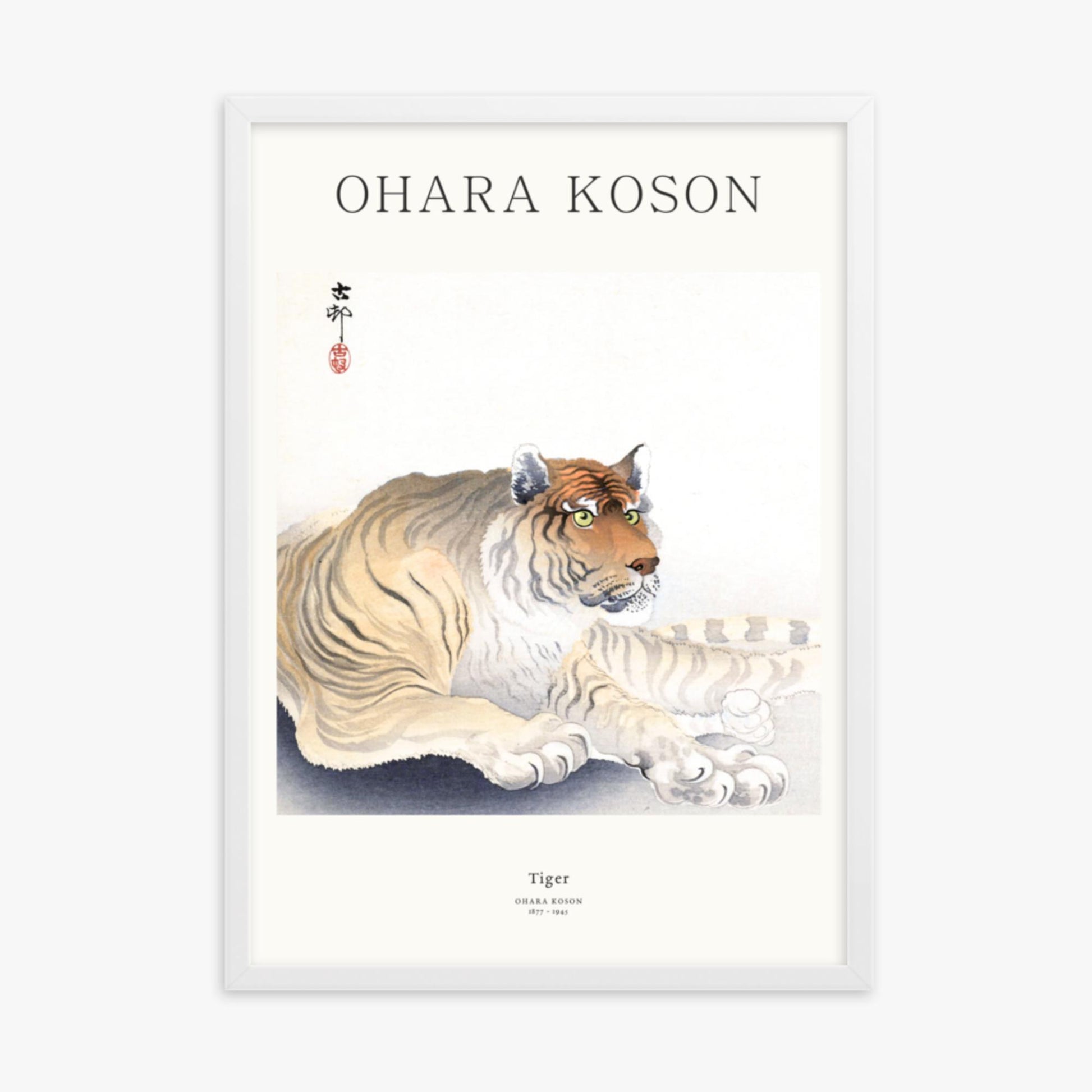 Ohara Koson - Tiger - Decoration 50x70 cm Poster With White Frame