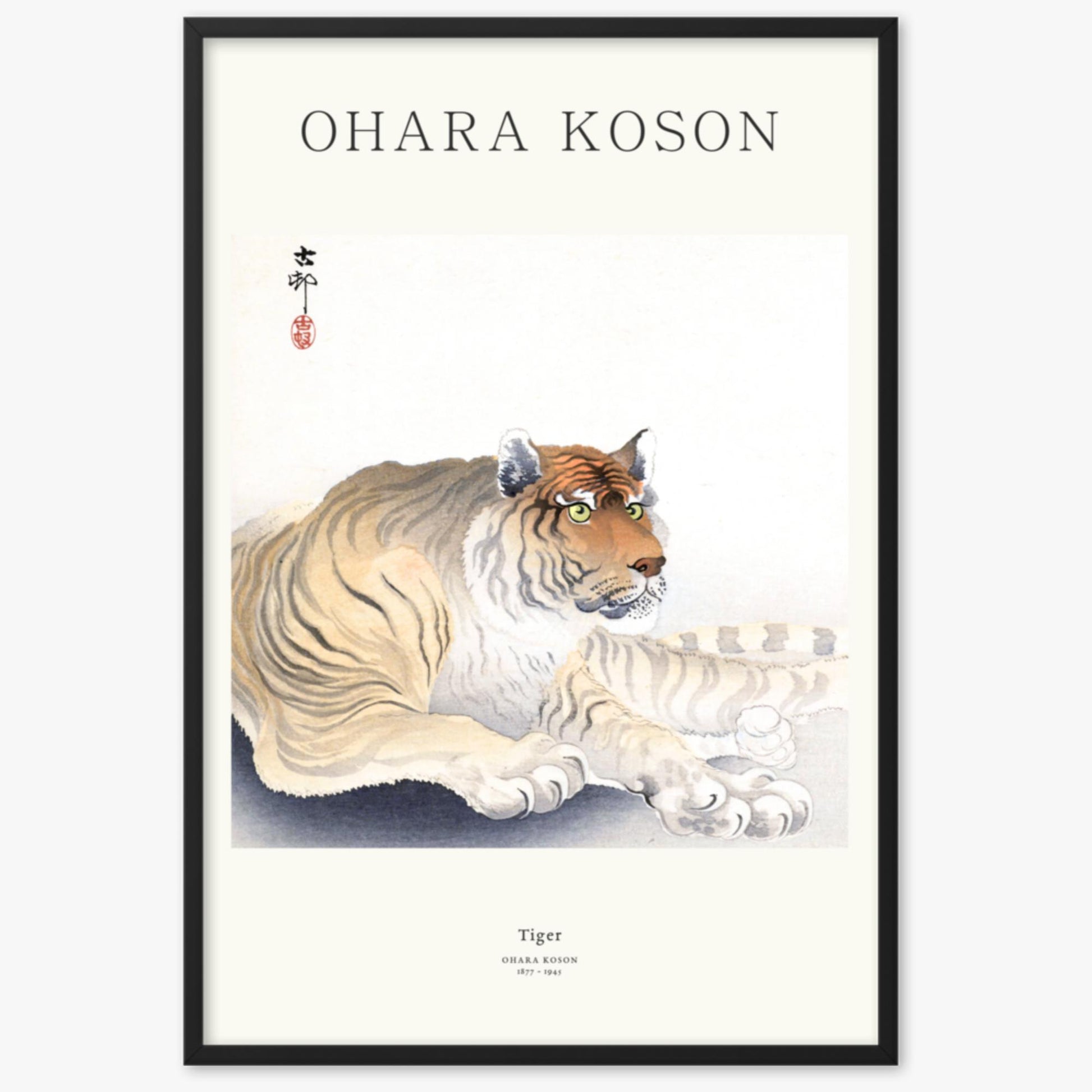 Ohara Koson - Tiger - Decoration 61x91 cm Poster With Black Frame