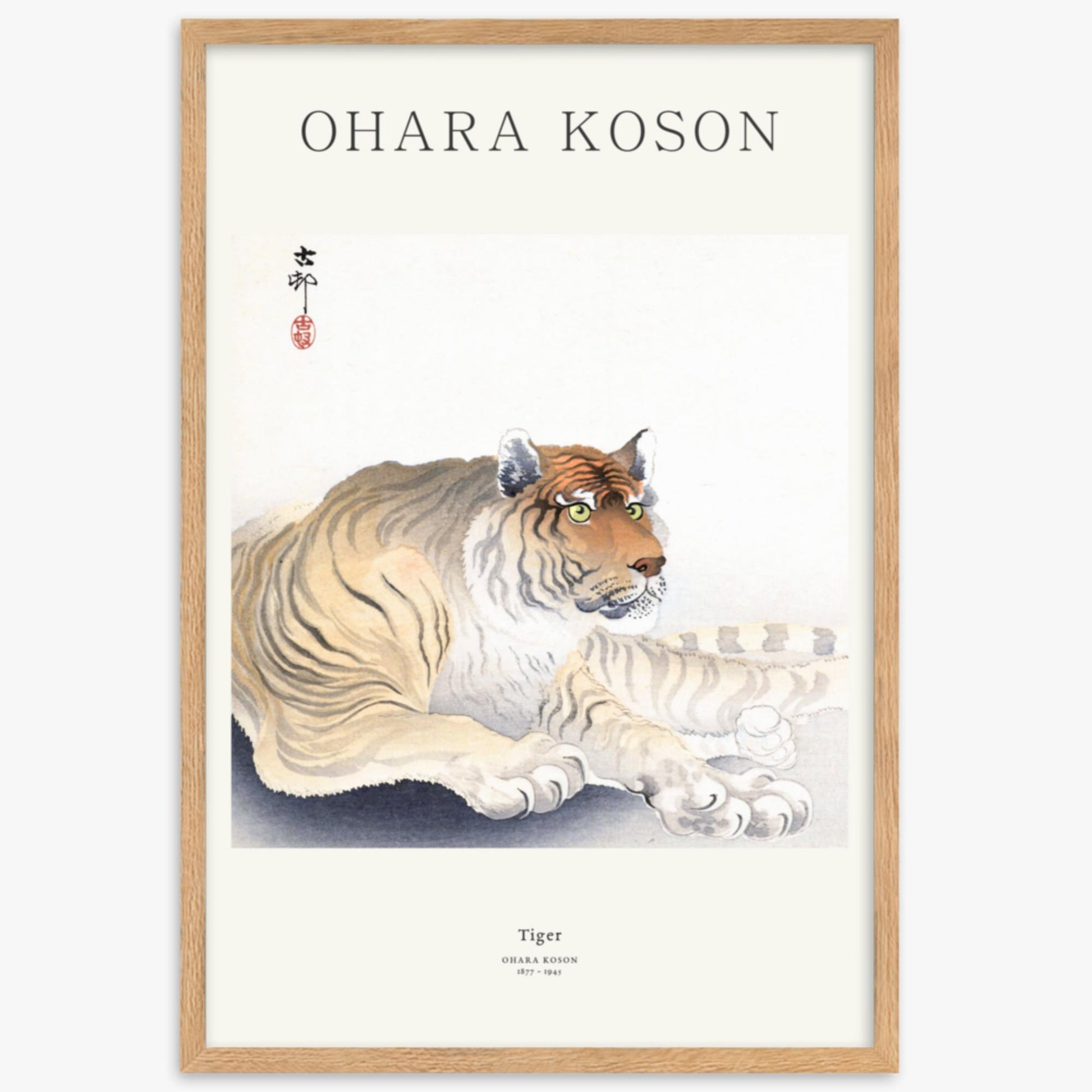 Ohara Koson - Tiger - Decoration 61x91 cm Poster With Oak Frame