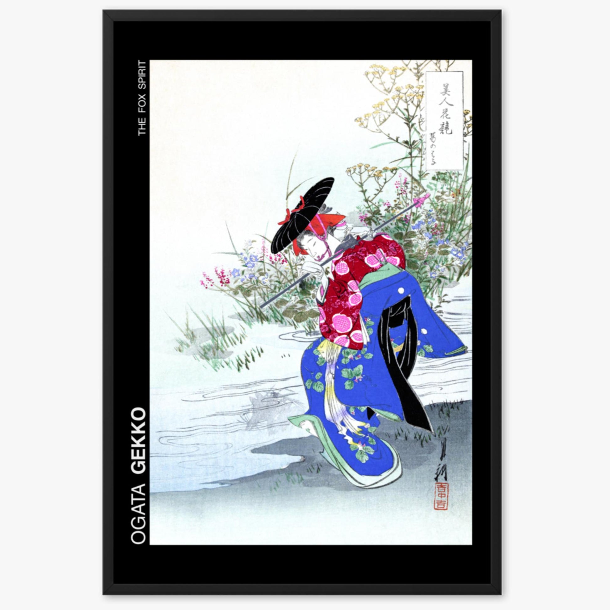 Ogata Gekko - The Fox Spirit - Decoration 61x91 cm Poster With Black Frame
