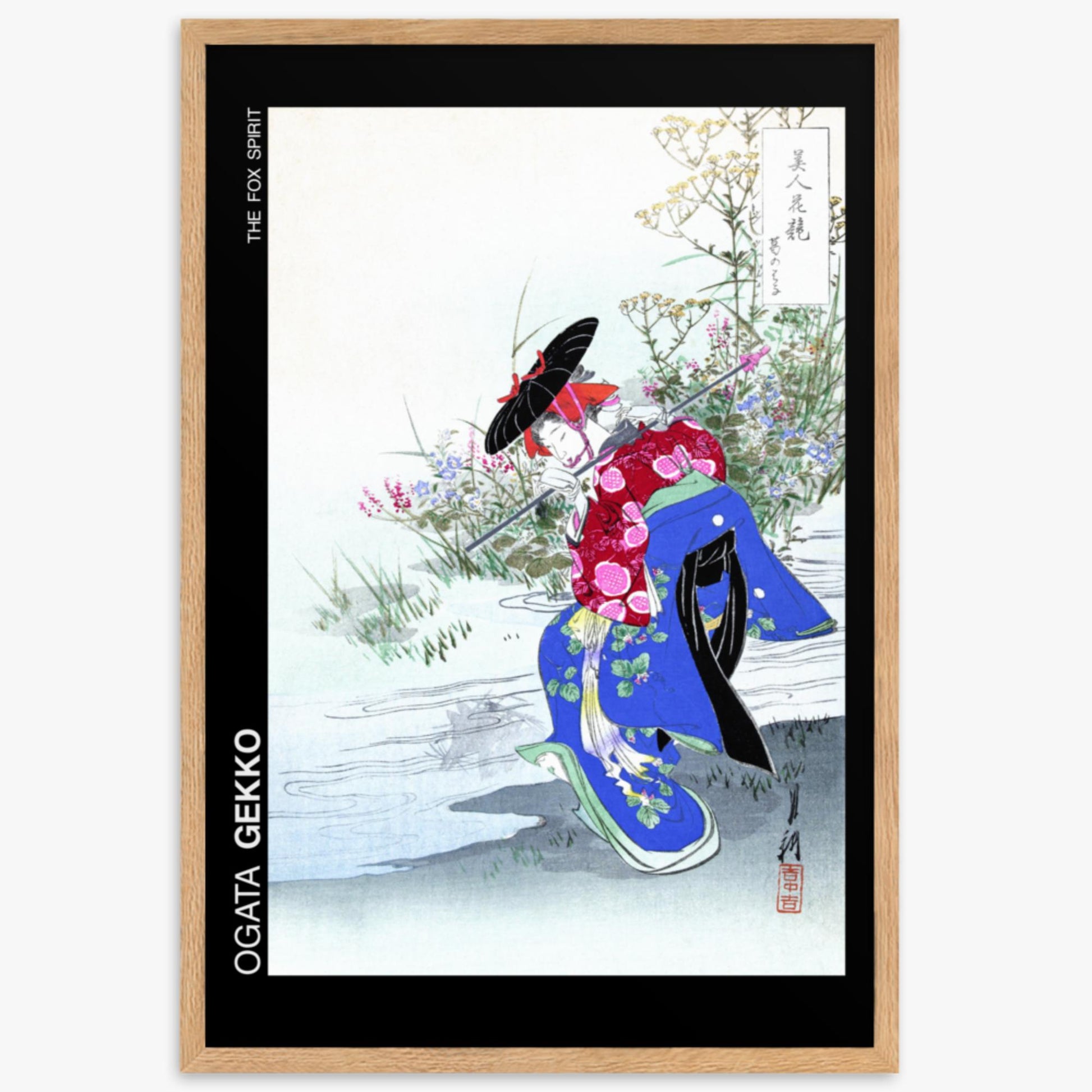 Ogata Gekko - The Fox Spirit - Decoration 61x91 cm Poster With Oak Frame