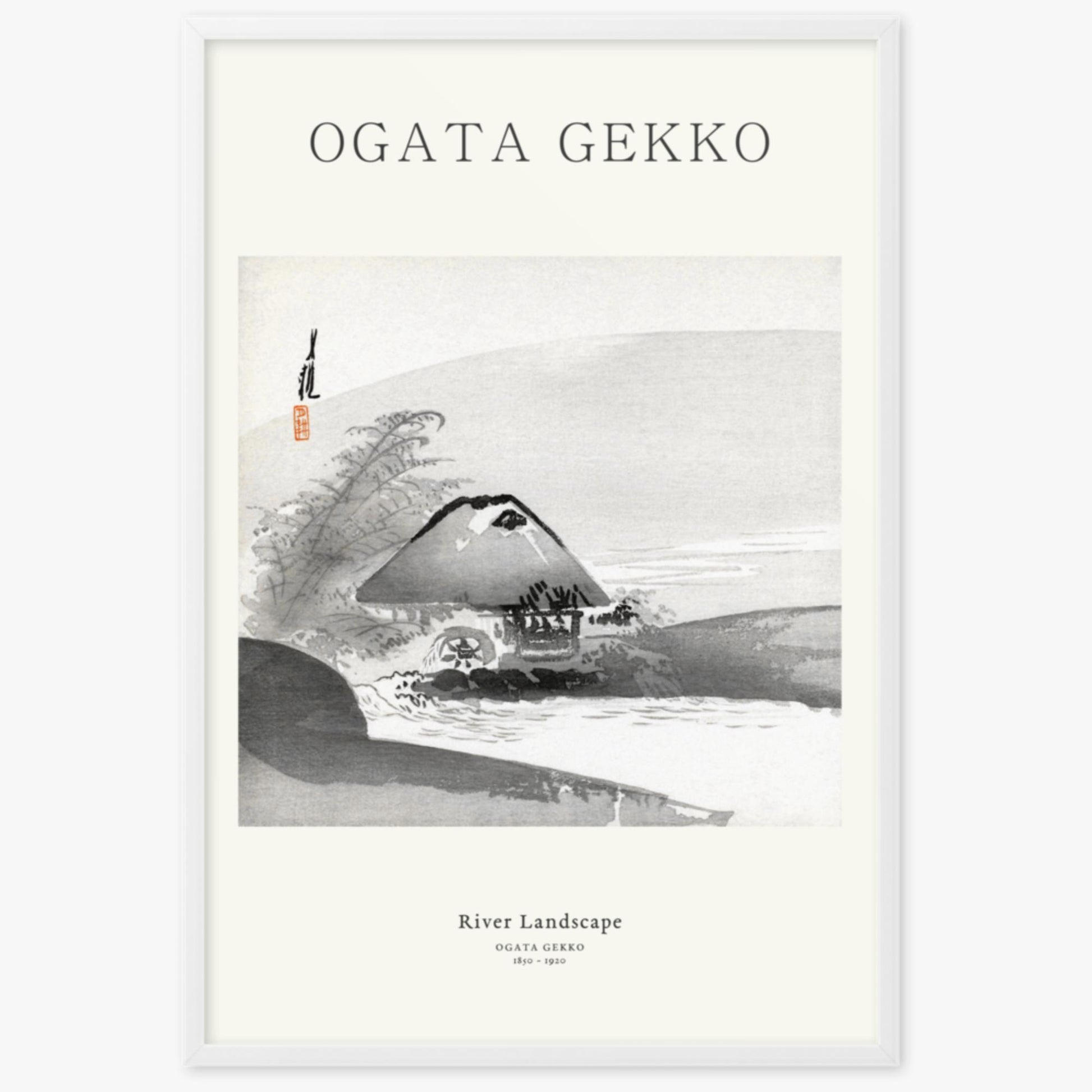 Ogata Gekko - River Landscape - Decoration 61x91 cm Poster With White Frame