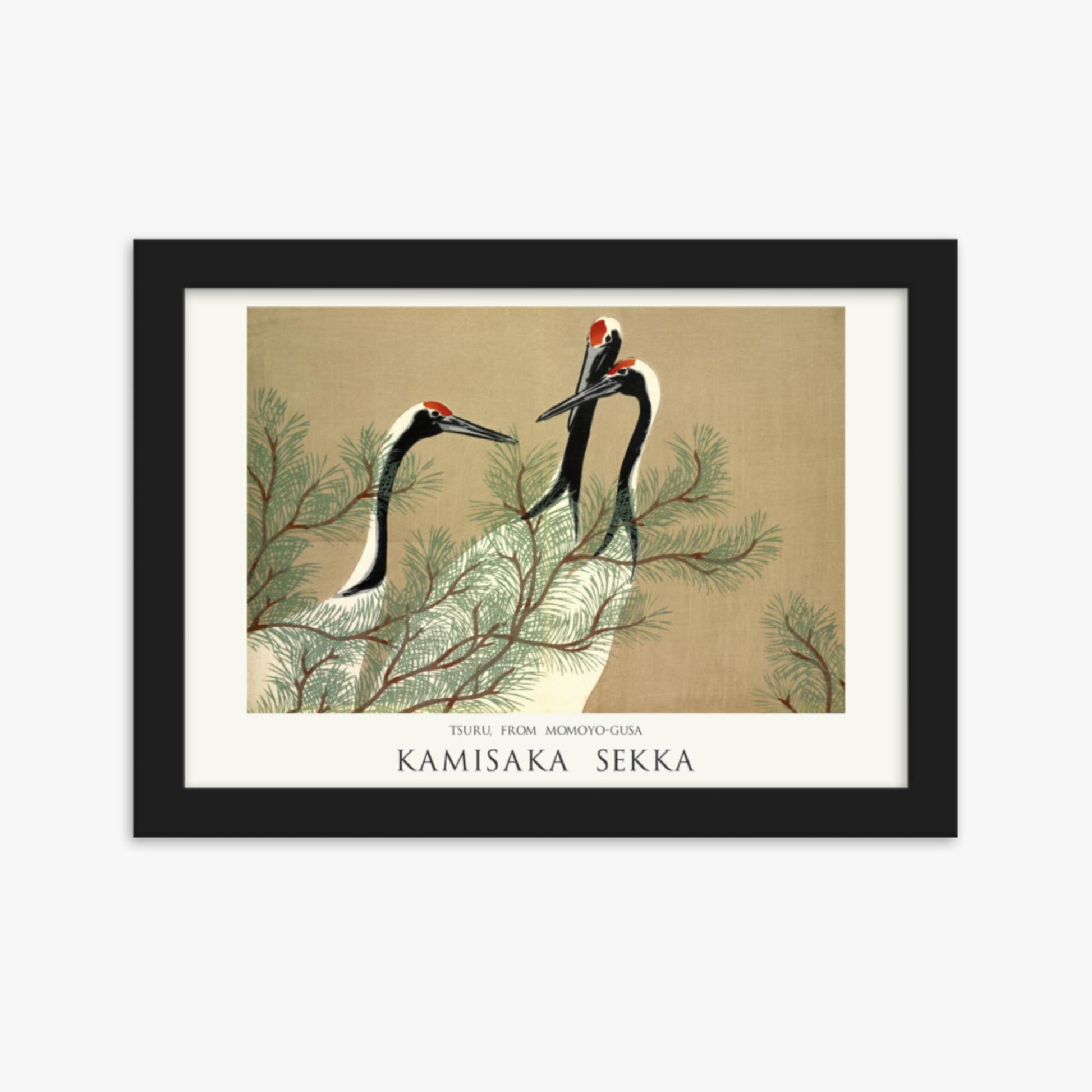 Kamisaka Sekka: Tsuru, from Momoyo-gusa - Japandi - 21x30 cm Poster With Black Frame