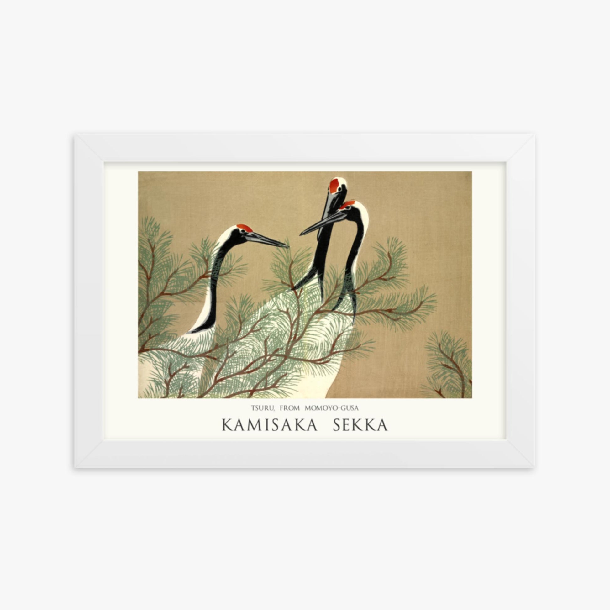 Kamisaka Sekka: Tsuru, from Momoyo-gusa - Japandi - 21x30 cm Poster With White Frame