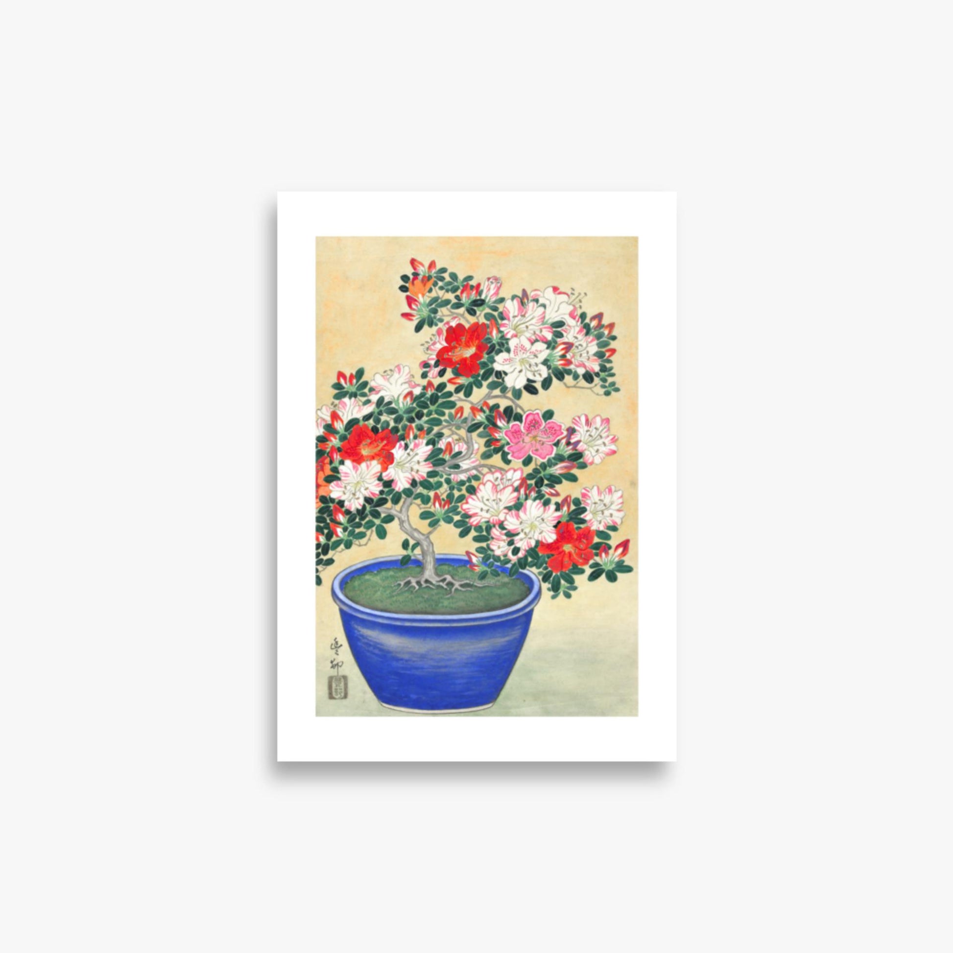 Ohara Koson - Blooming Azalea in Blue Pot 21x30 cm Poster