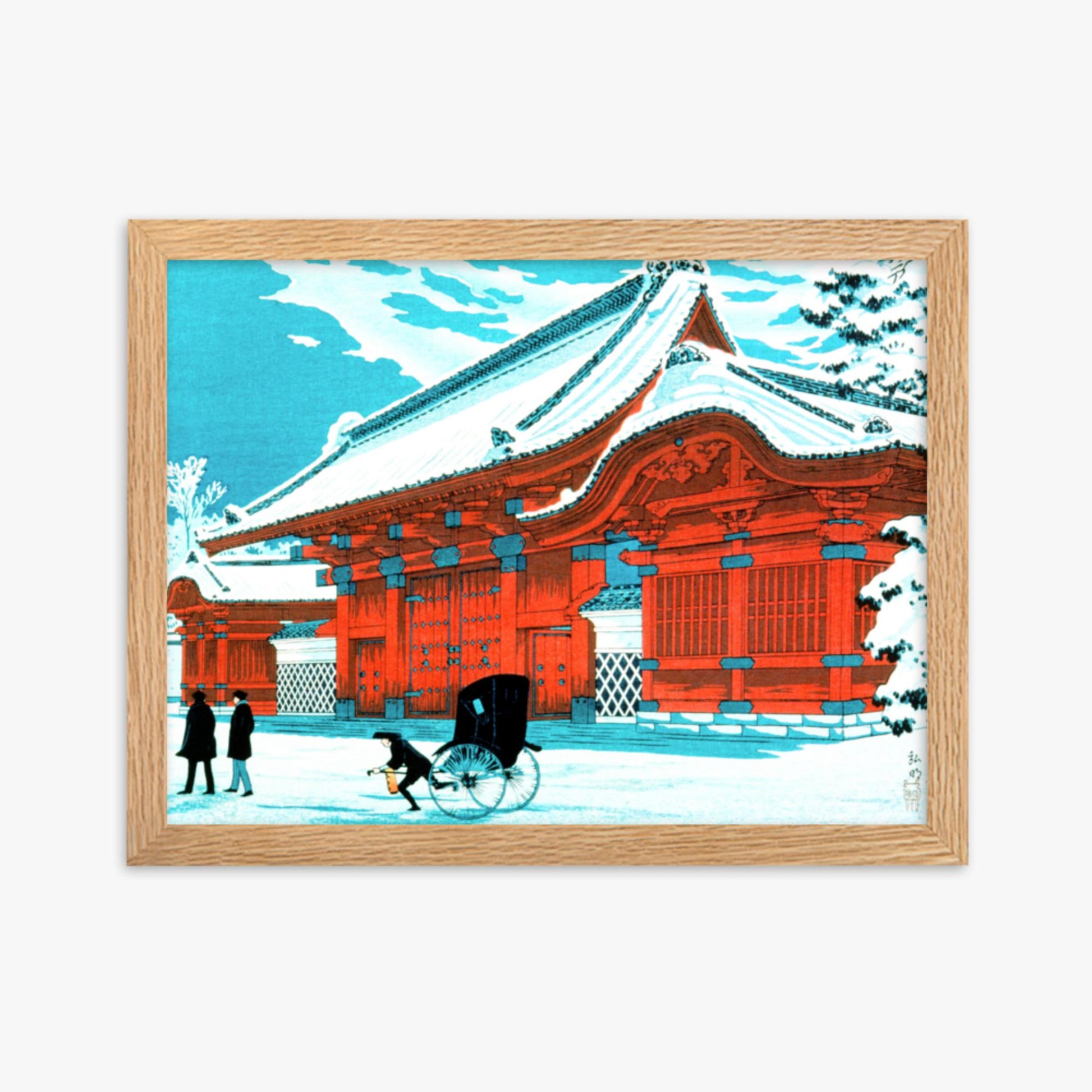 Takahashi Hiroaki (Shōtei) - The Red Gate of Hongo in Snow 30x40 cm Poster With Oak Frame