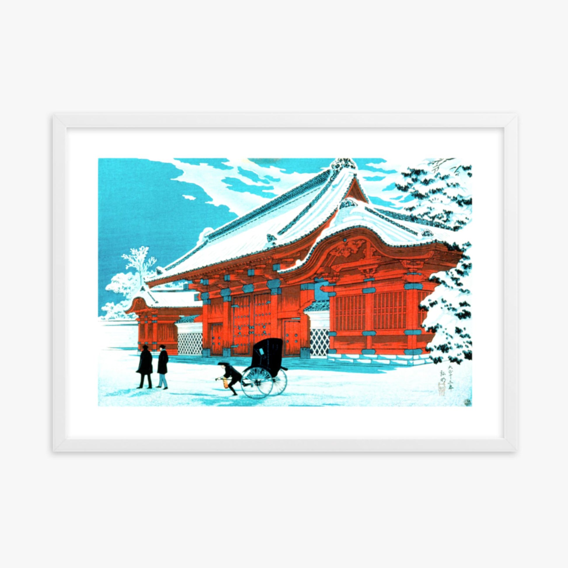 Takahashi Hiroaki (Shōtei) - The Red Gate of Hongo in Snow 50x70 cm Poster With White Frame