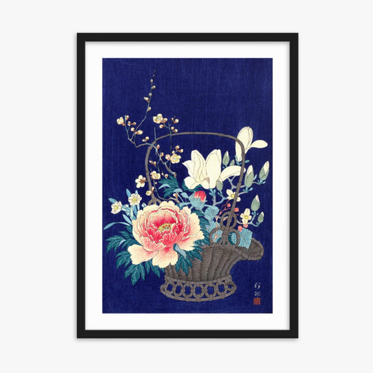 Ohara Koson - Bamboo Flower Basket 50x70 cm Poster With Black Frame