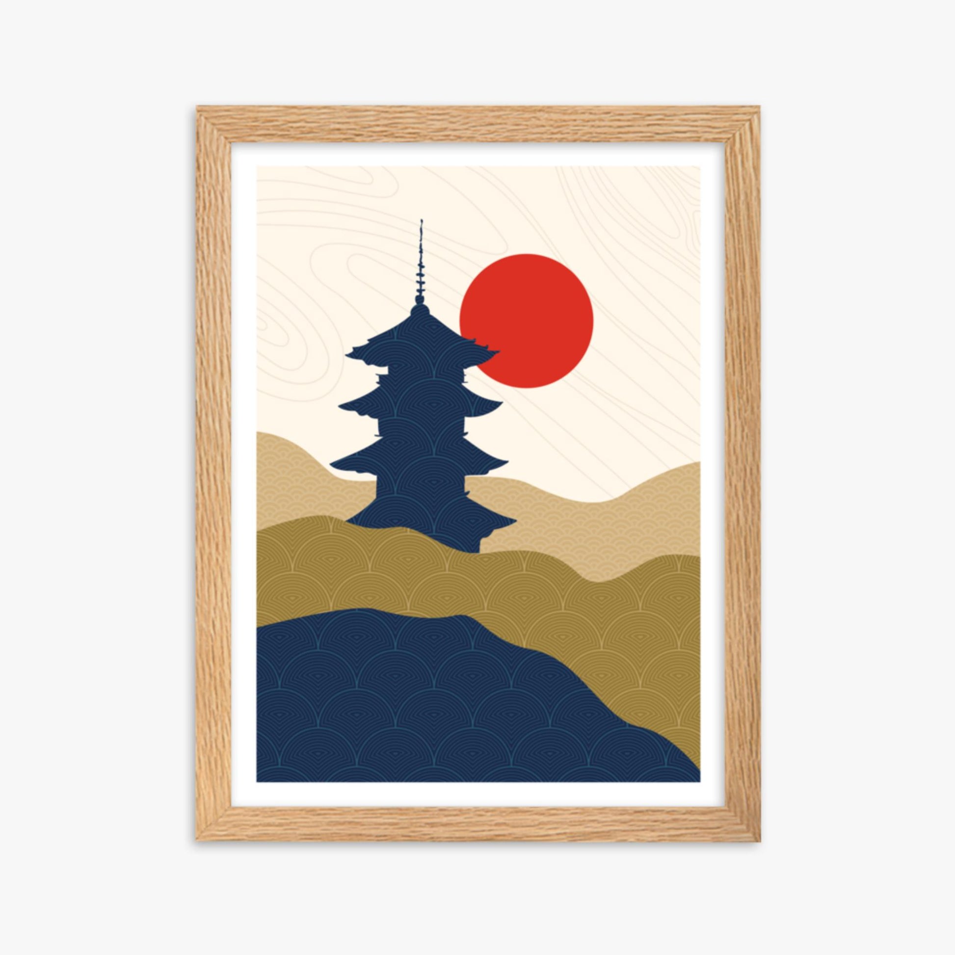 Modern illustration: Shrine in the Sun 30x40 cm Poster With Oak Frame Frame