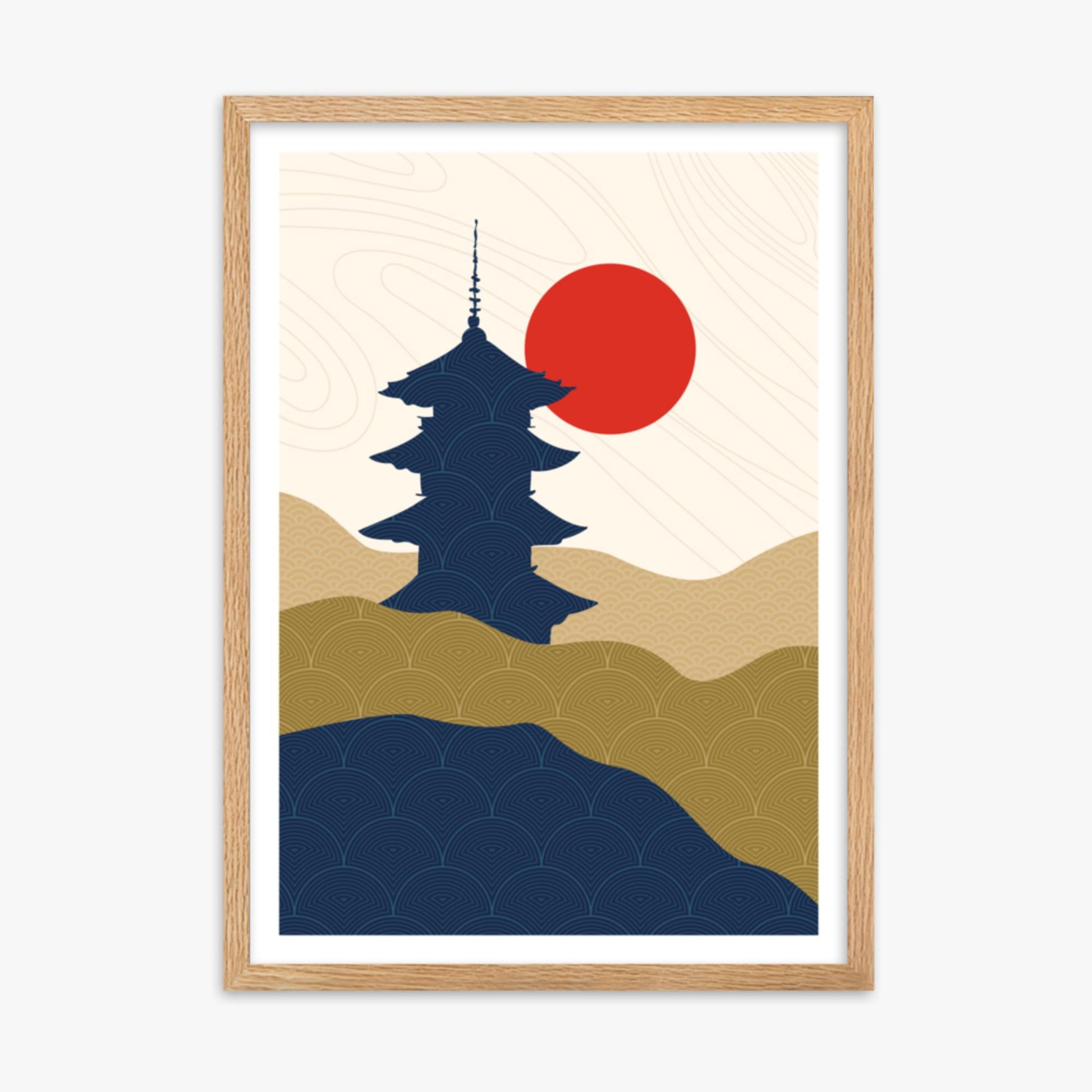 Modern illustration: Shrine in the Sun 50x70 cm Poster With Oak Frame Frame