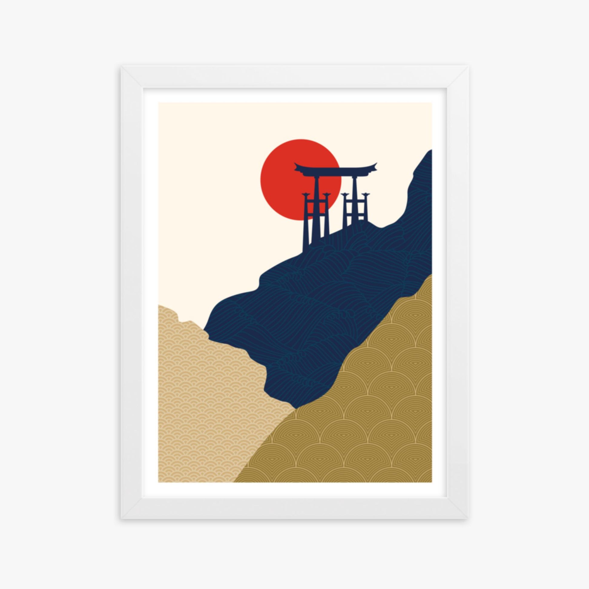 Modern illustration: Torii Gate in the Sun 30x40 cm Poster With White Frame Frame