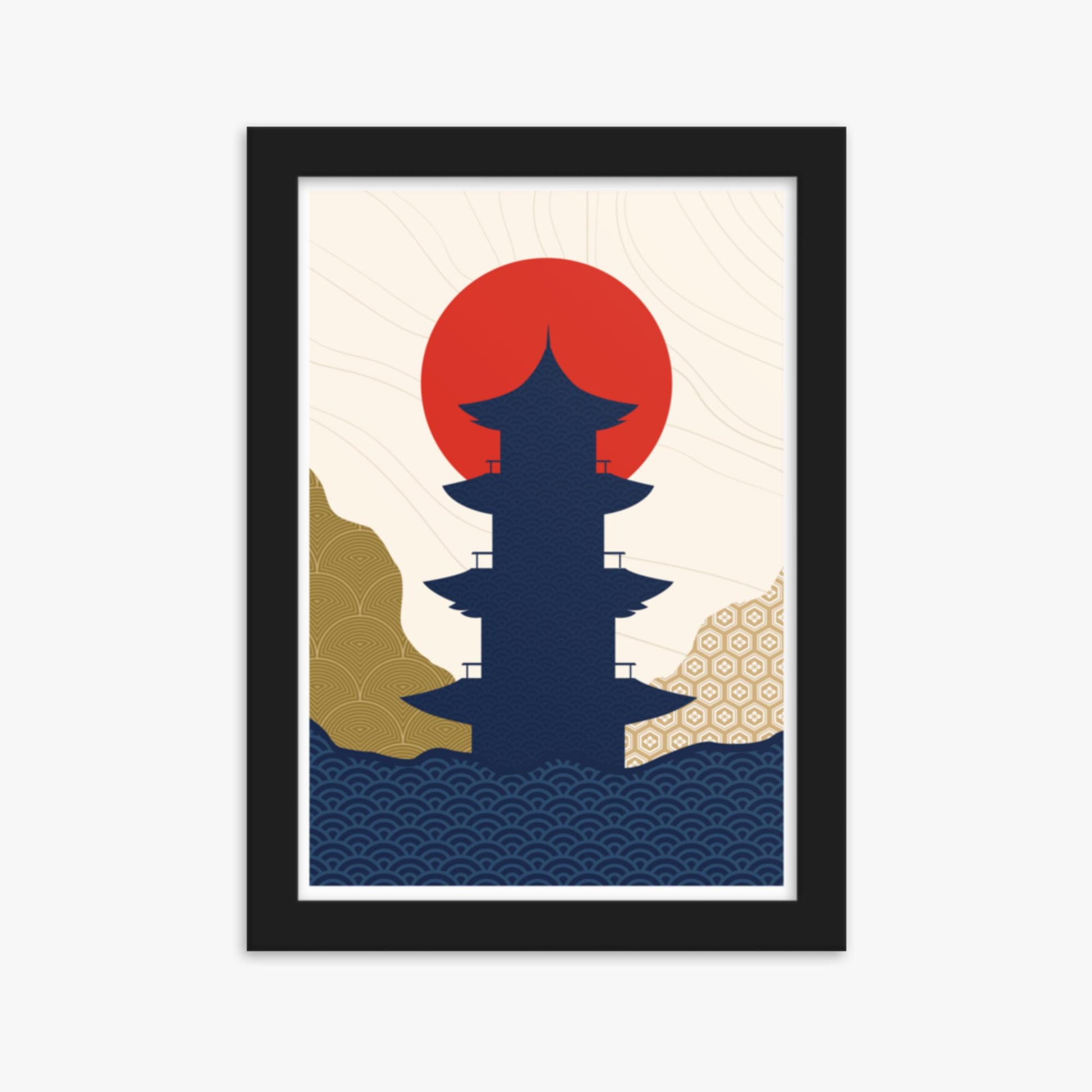 Modern illustration: Shrine in the Sun 2 21x30 cm Poster With Black Frame Frame