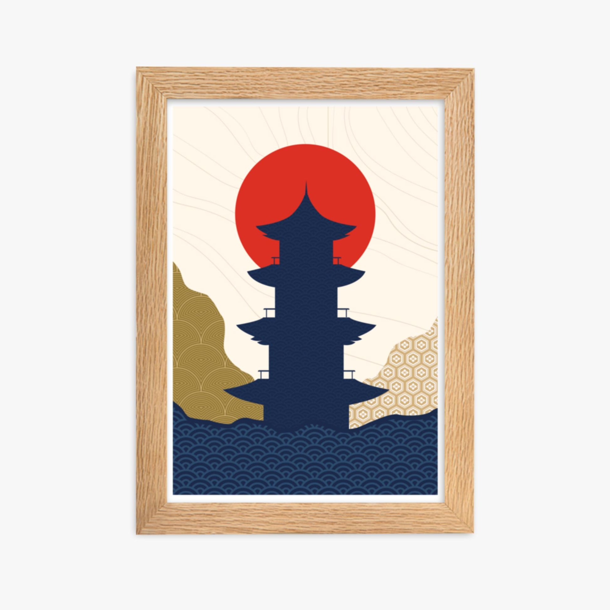 Modern illustration: Shrine in the Sun 2 21x30 cm Poster With Oak Frame Frame