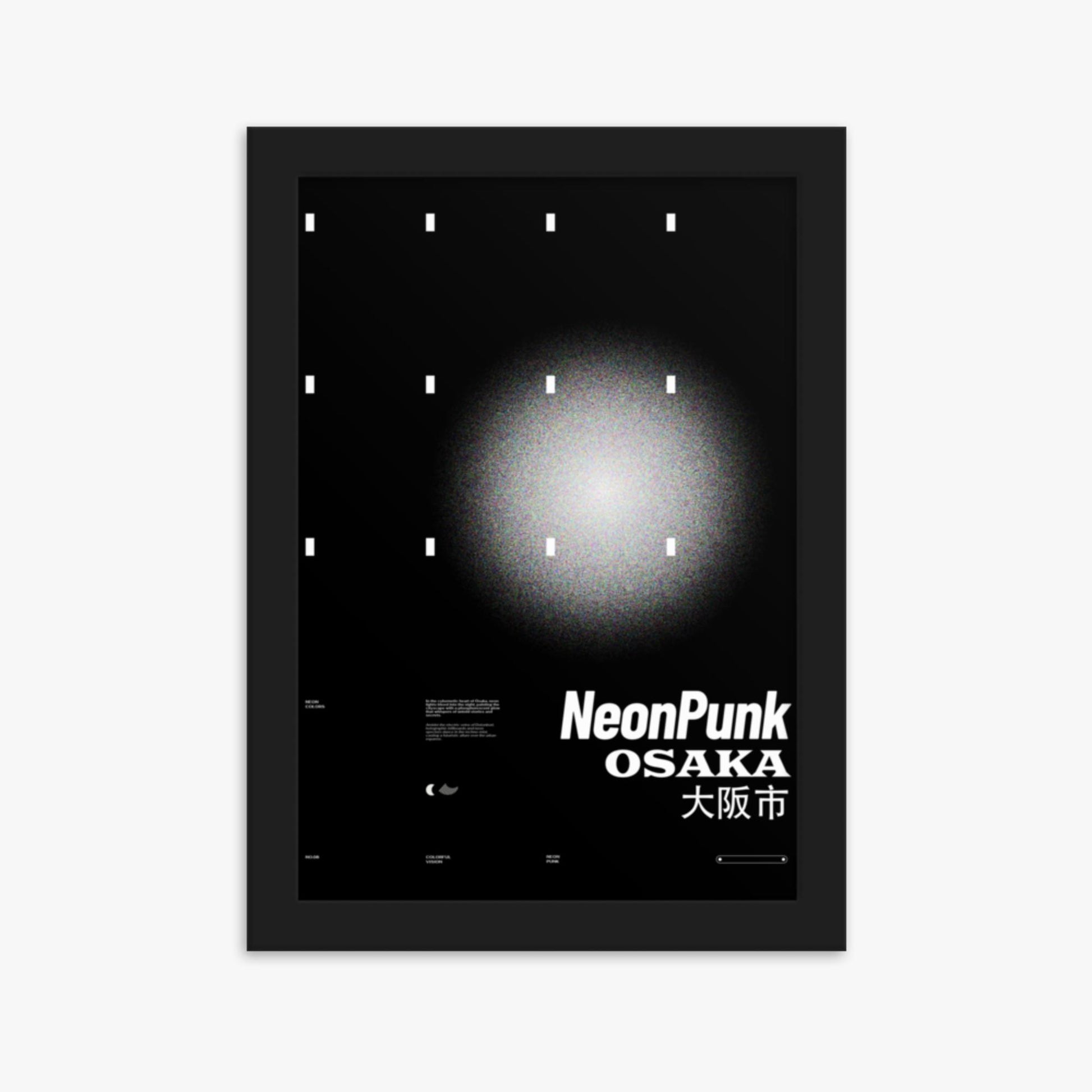 Modern illustration: Black Neon Night 21x30 cm Poster With Black Frame Frame