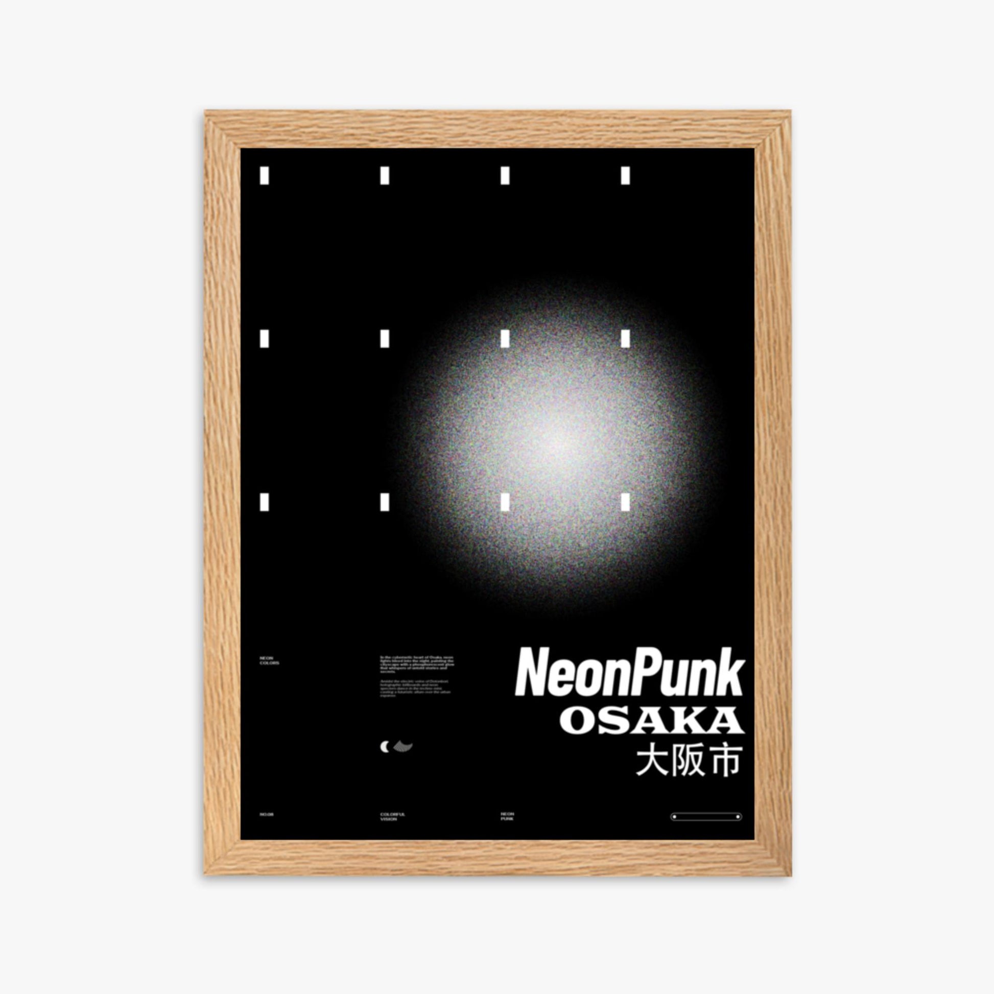 Modern illustration: Black Neon Night 30x40 cm Poster With Oak Frame Frame