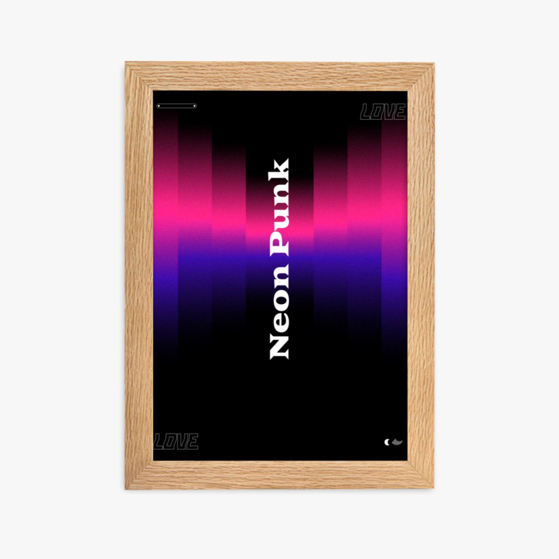 Modern illustration: VerticalNeon 21x30 cm Poster With Oak Frame Frame