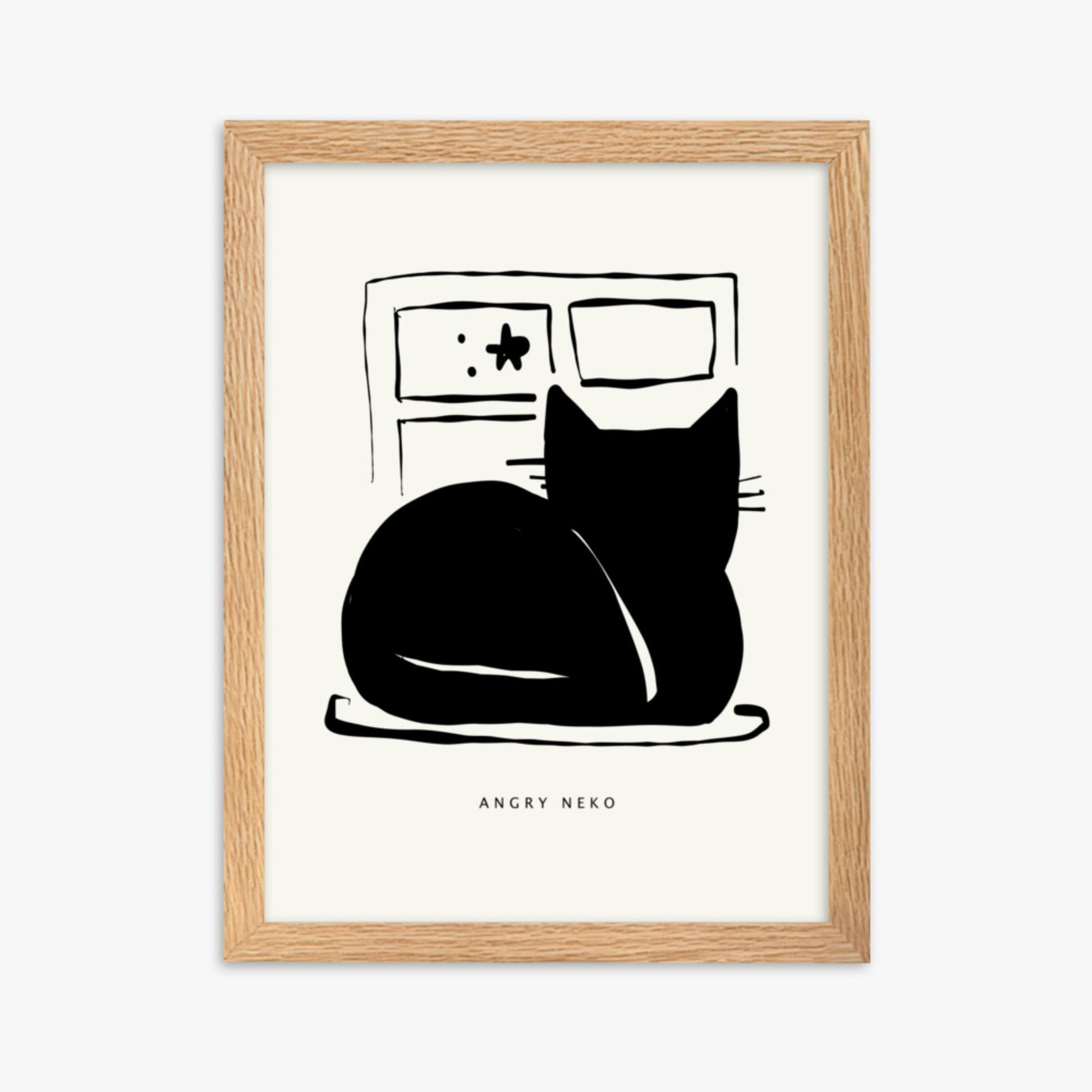 Modern illustration: Nope 30x40 cm Poster With Oak Frame Frame