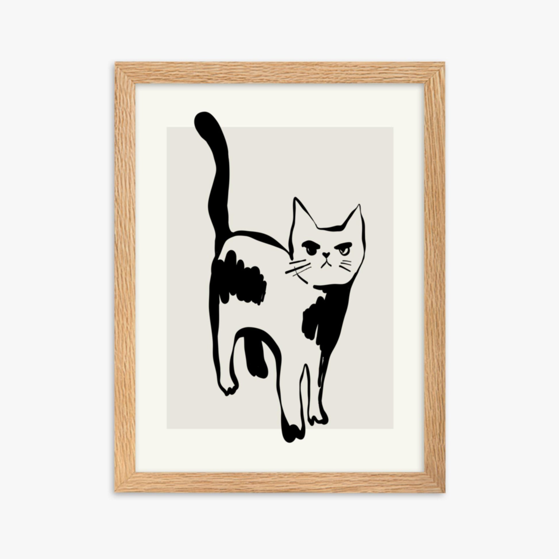 Modern illustration: Huh? 30x40 cm Poster With Oak Frame Frame