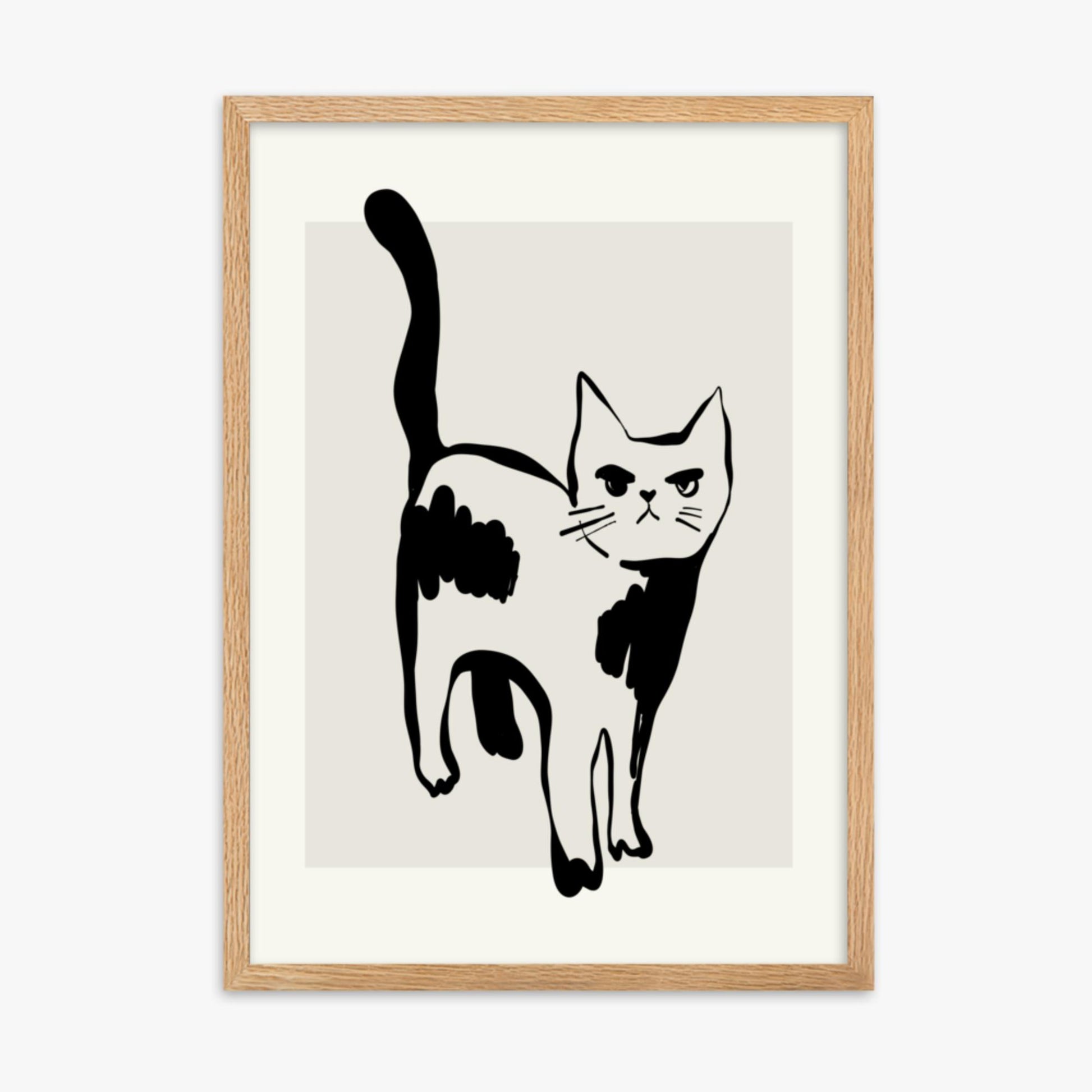 Modern illustration: Huh? 50x70 cm Poster With Oak Frame Frame