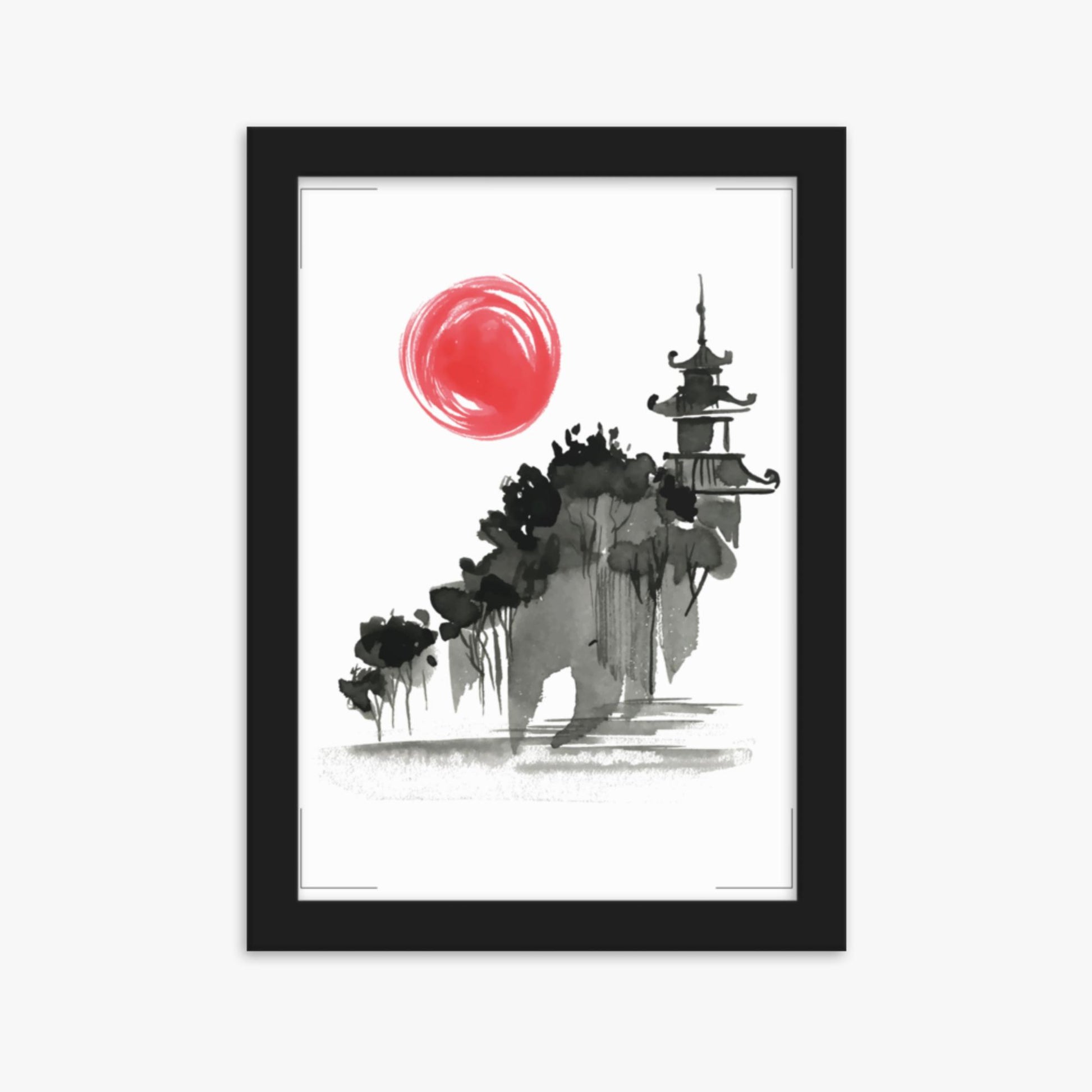 Modern illustration: Castle in the Sun 21x30 cm Poster With Black Frame Frame