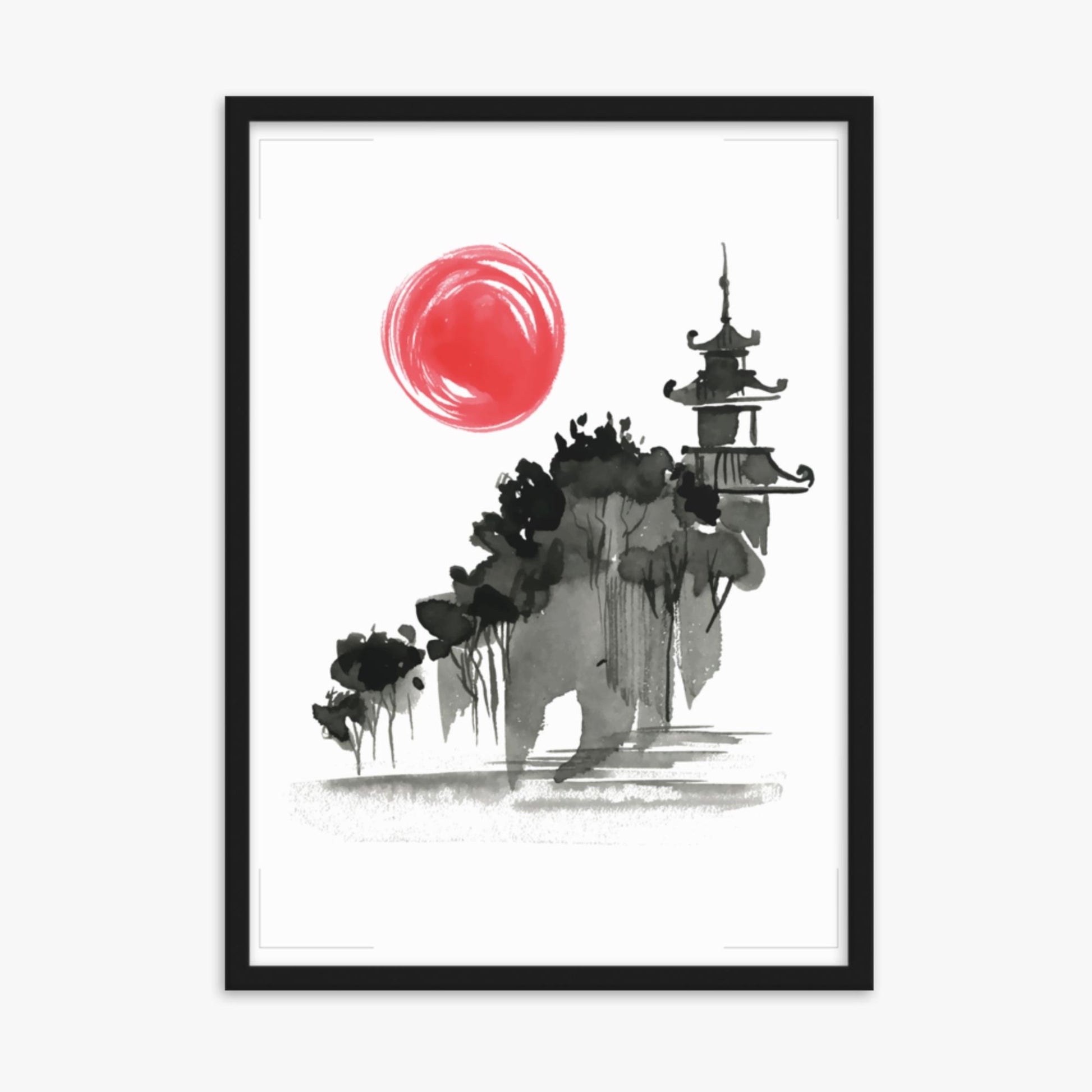 Modern illustration: Castle in the Sun 50x70 cm Poster With Black Frame Frame