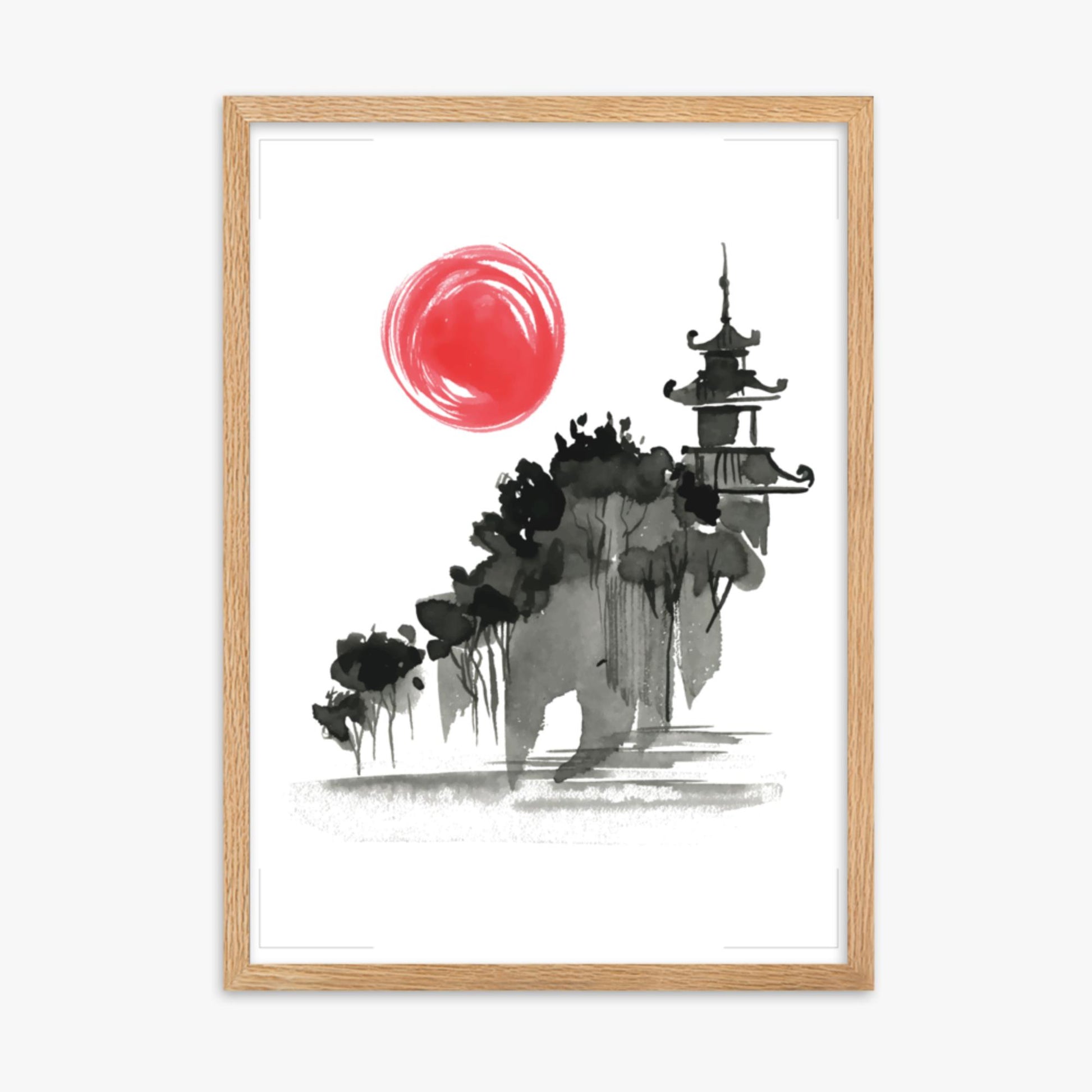 Modern illustration: Castle in the Sun 50x70 cm Poster With Oak Frame Frame