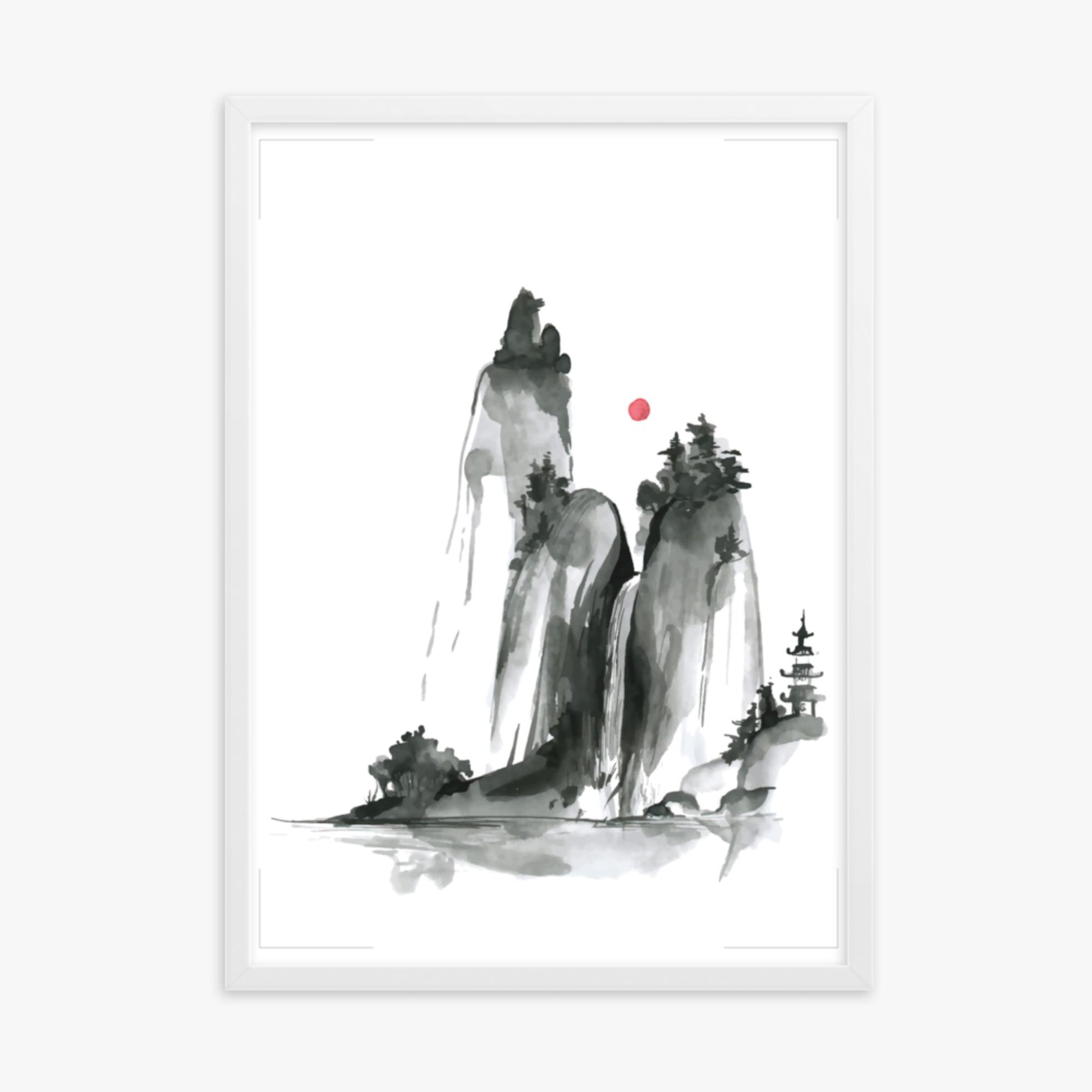 Modern illustration: Shrine on a Hill 50x70 cm Poster With White Frame Frame