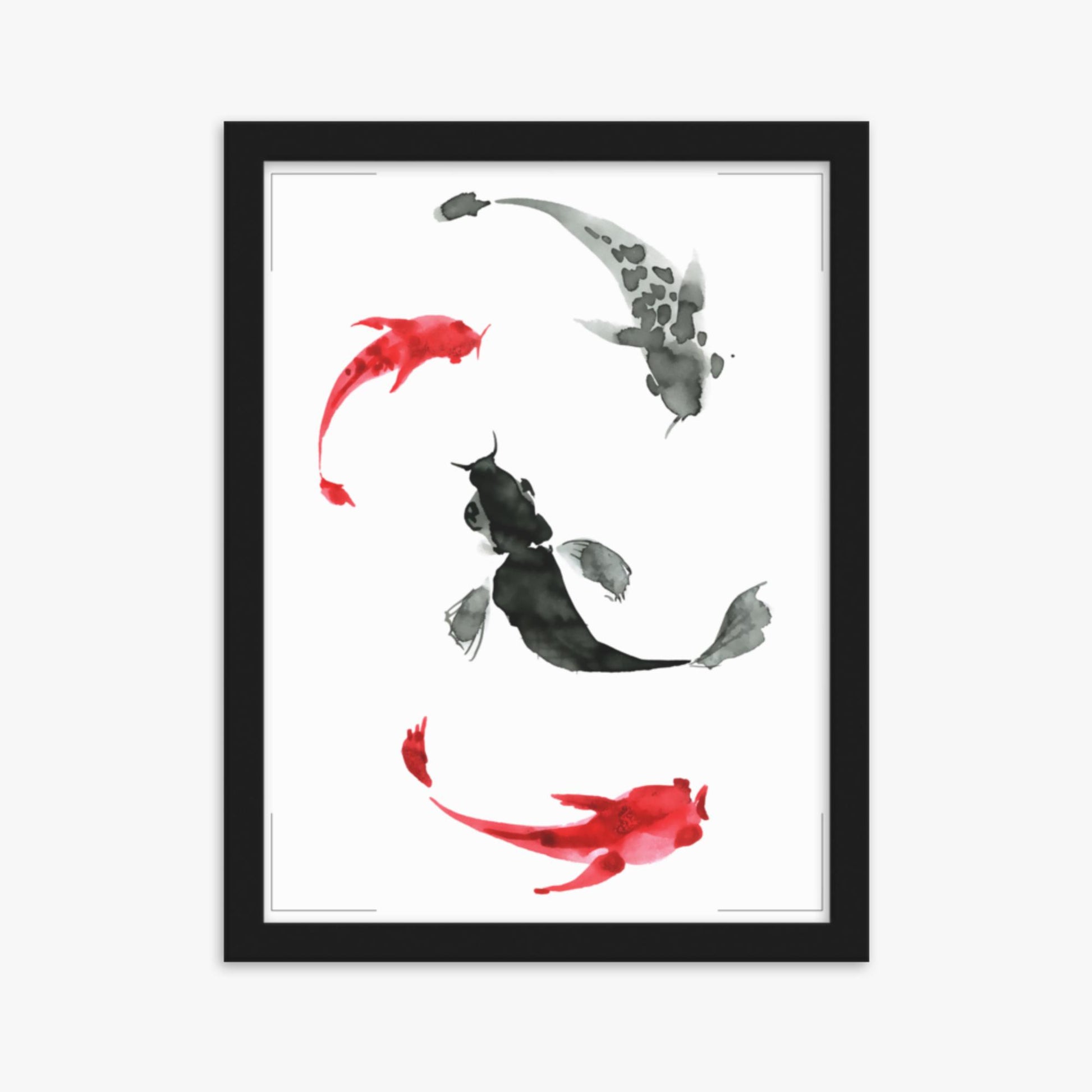 Modern illustration: Koi Circling 30x40 cm Poster With Black Frame Frame