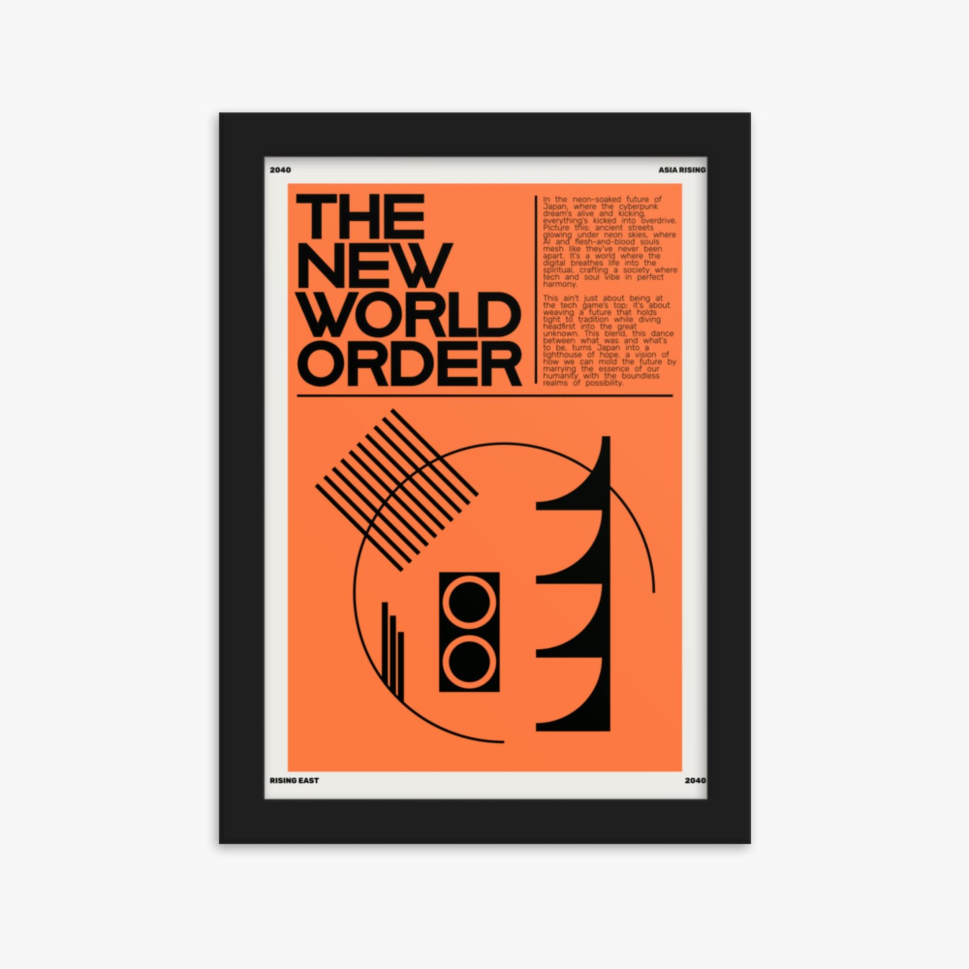 Modern illustration: The New World Order 21x30 cm Poster With Black Frame Frame