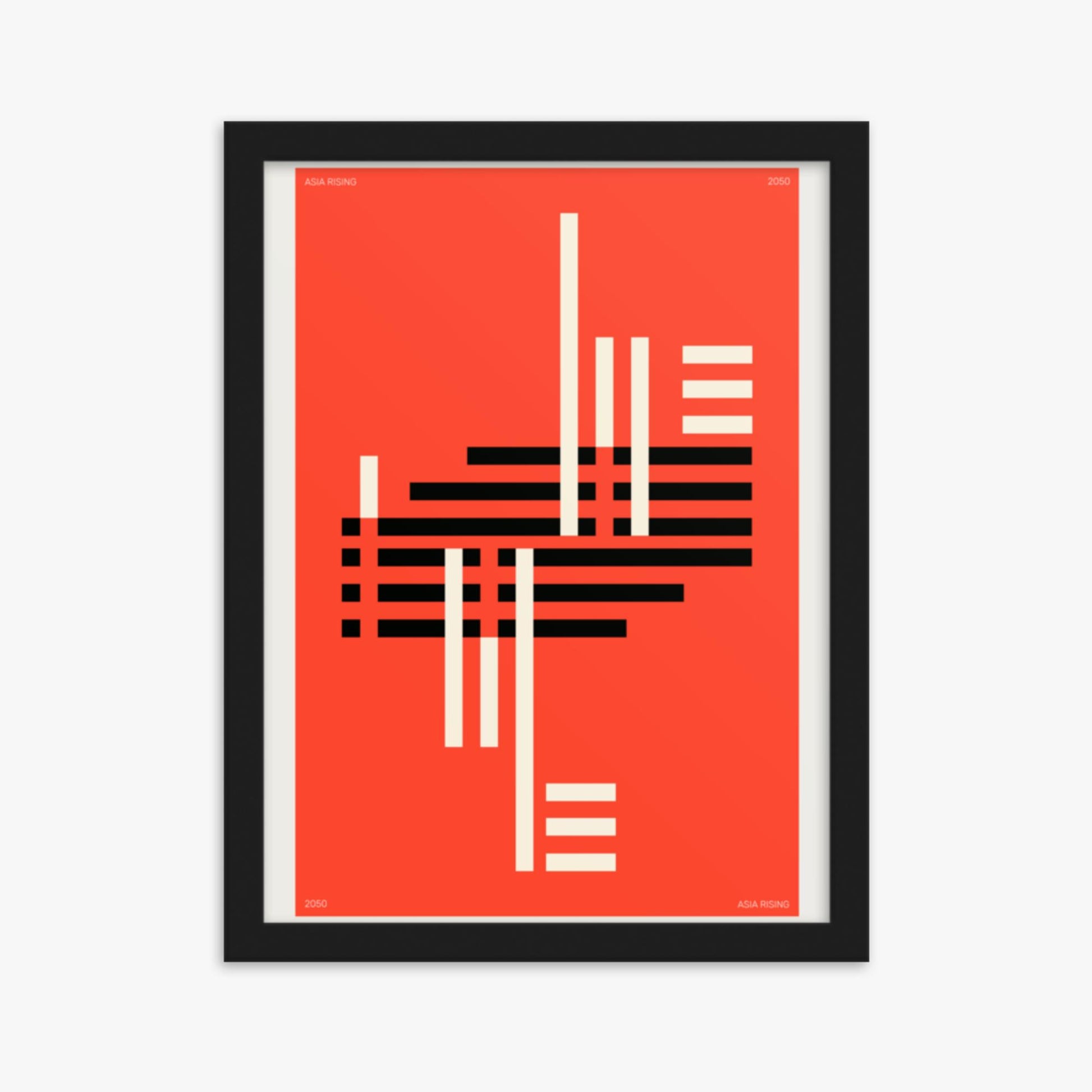 Modern illustration: Orange & Black 30x40 cm Poster With Black Frame Frame