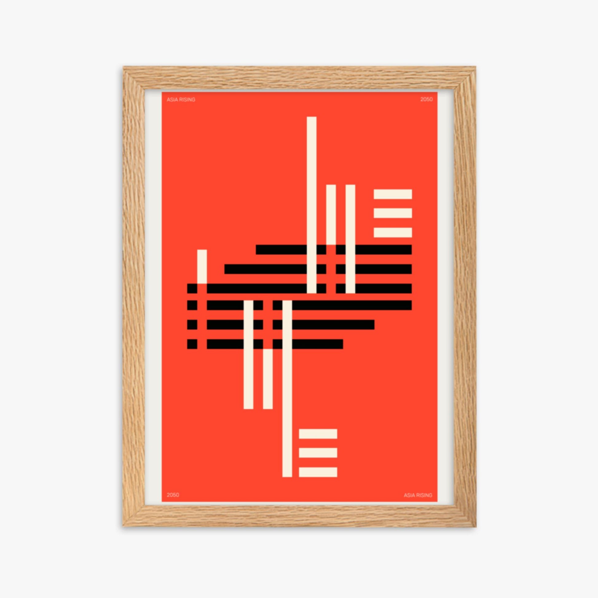 Modern illustration: Orange & Black 30x40 cm Poster With Oak Frame Frame