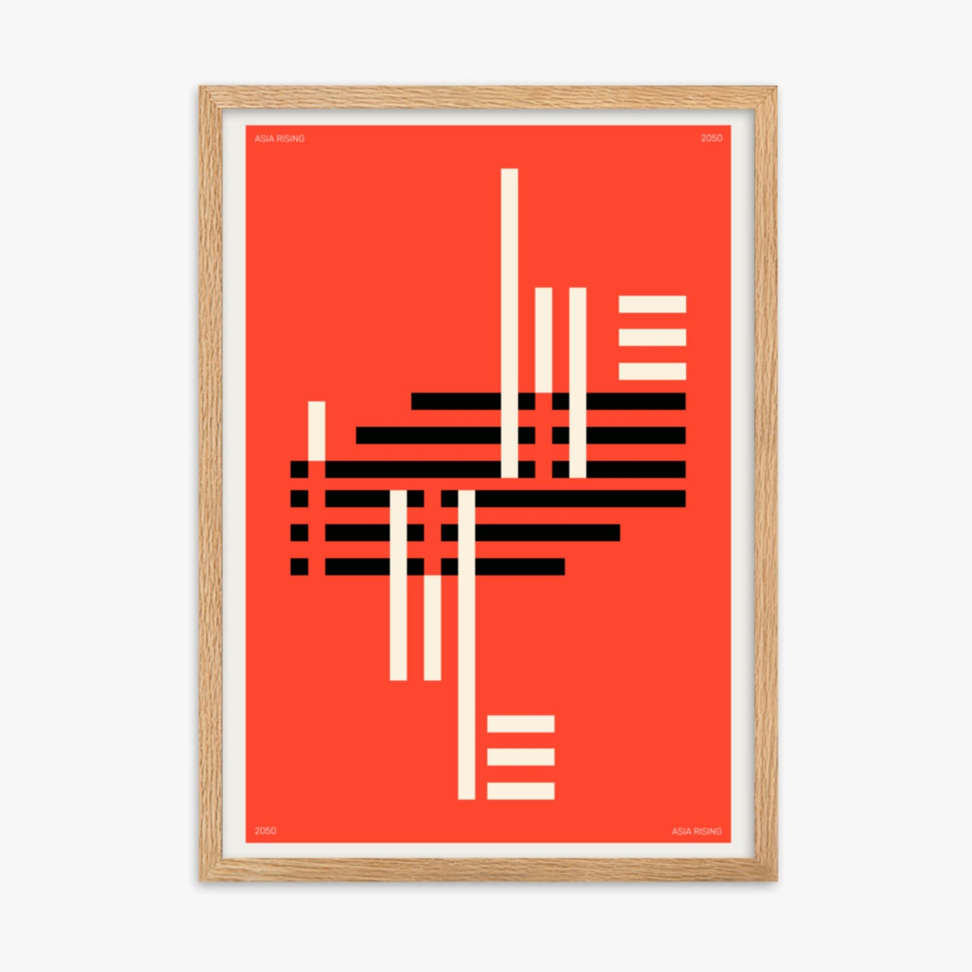 Modern illustration: Orange & Black 50x70 cm Poster With Oak Frame Frame