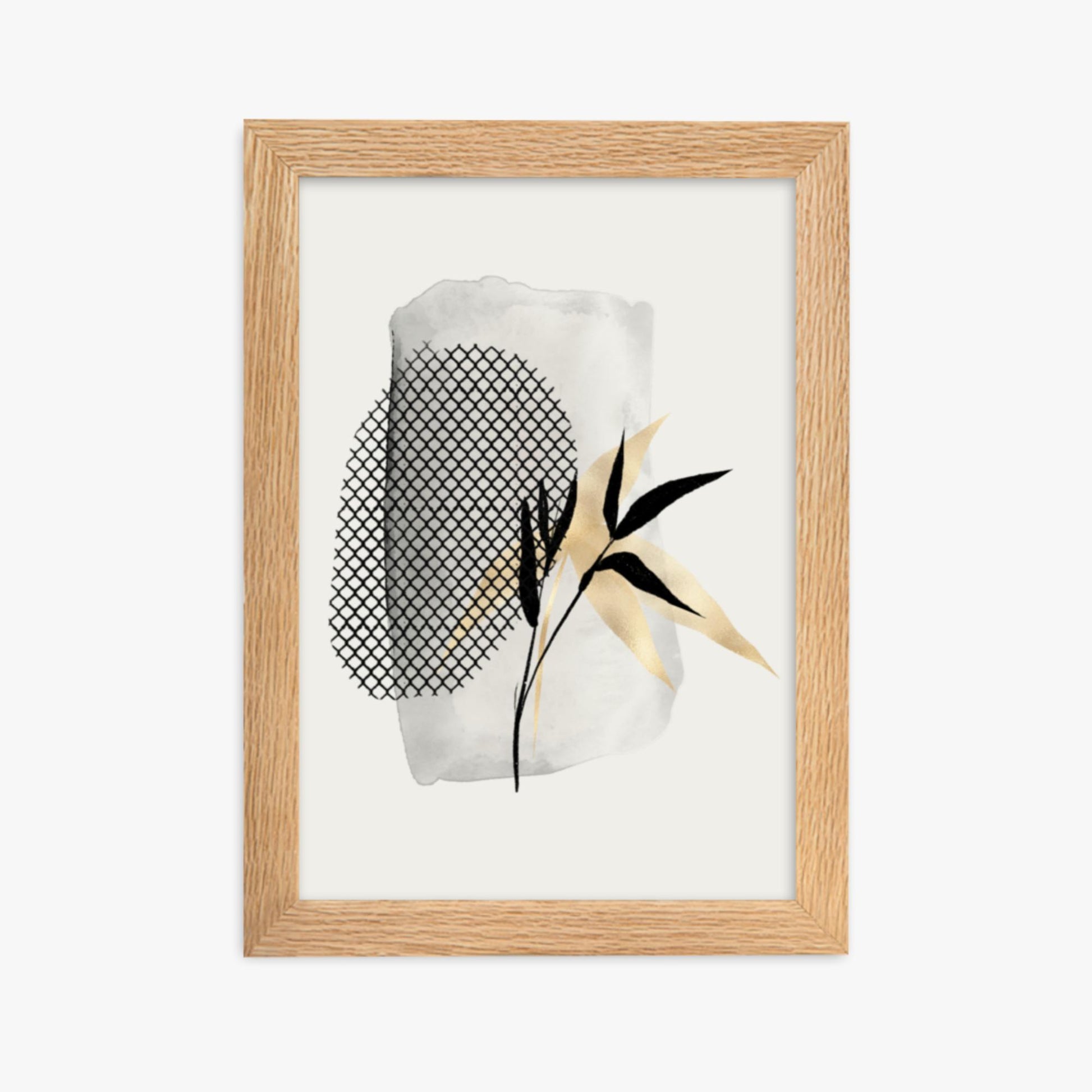 Modern illustration: Leaves 21x30 cm Poster With Oak Frame Frame