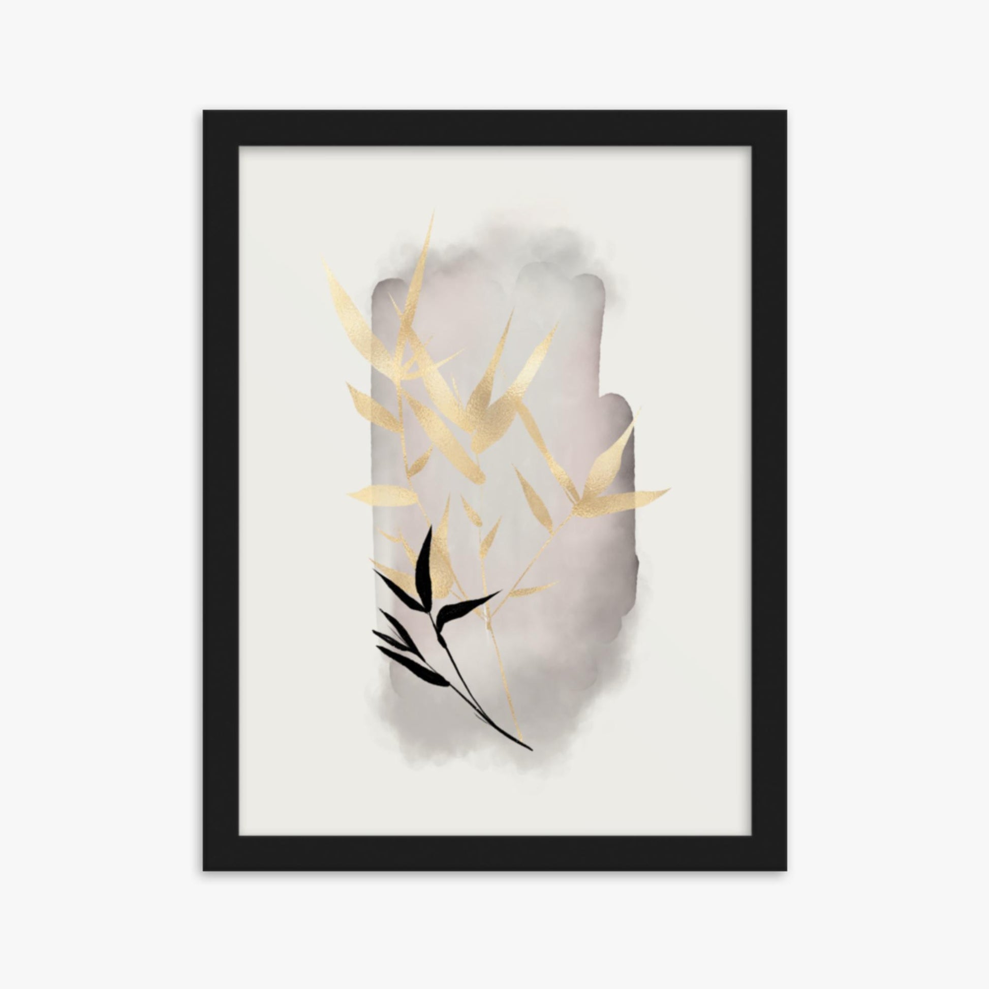 Modern illustration: Gold and Black 30x40 cm Poster With Black Frame Frame