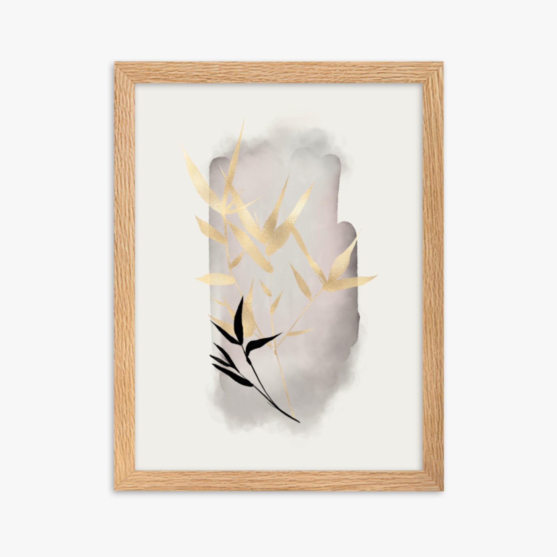 Modern illustration: Gold and Black 30x40 cm Poster With Oak Frame Frame