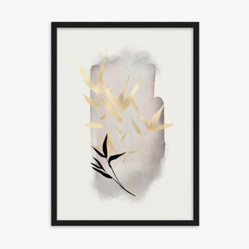 Modern illustration: Gold and Black 50x70 cm Poster With Black Frame Frame