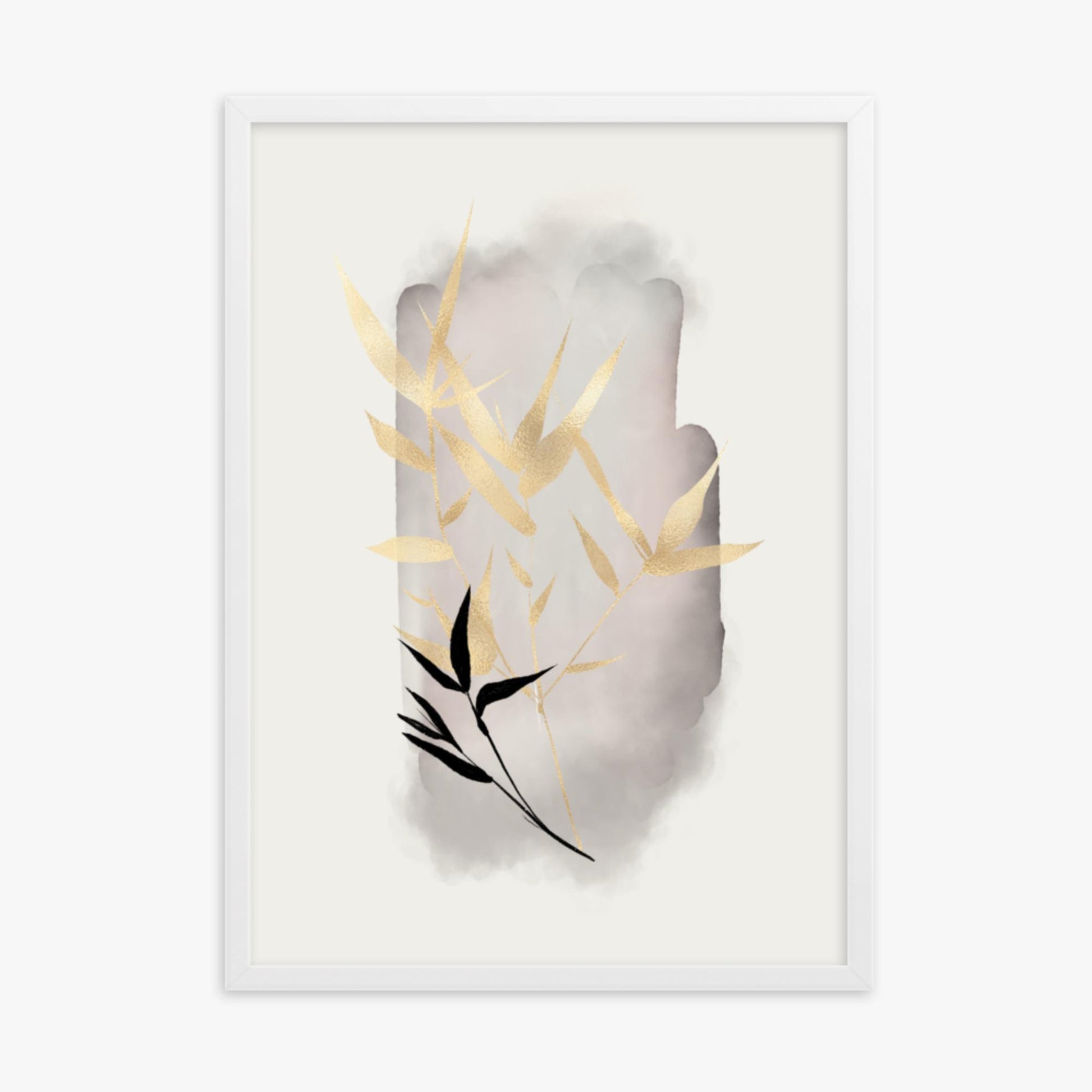 Modern illustration: Gold and Black 50x70 cm Poster With White Frame Frame