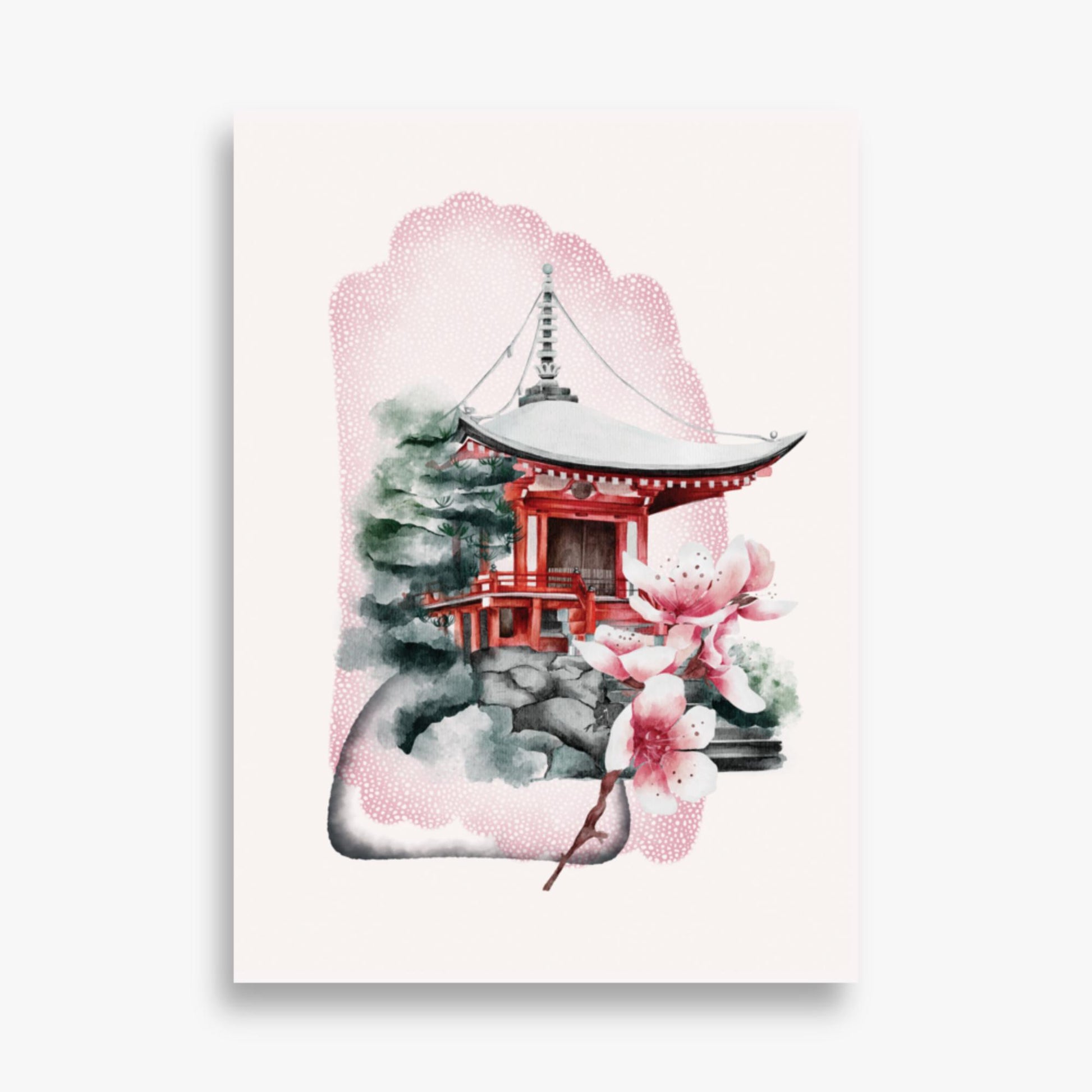 Modern illustration: Flowery Shrine 50x70 cm Poster